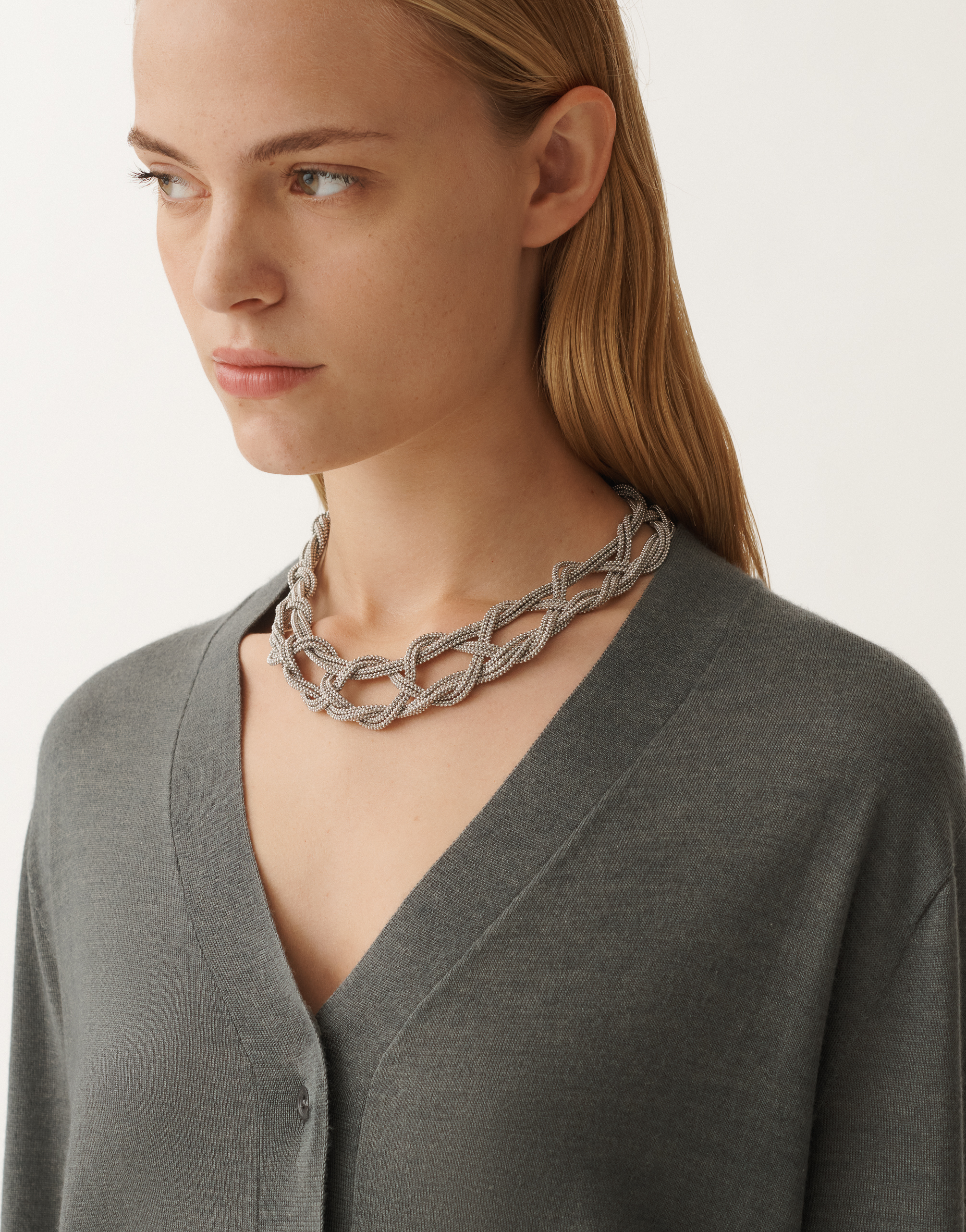 FABIANA FILIPPI DIAMOND WIRE CROCHET NECKLACE 