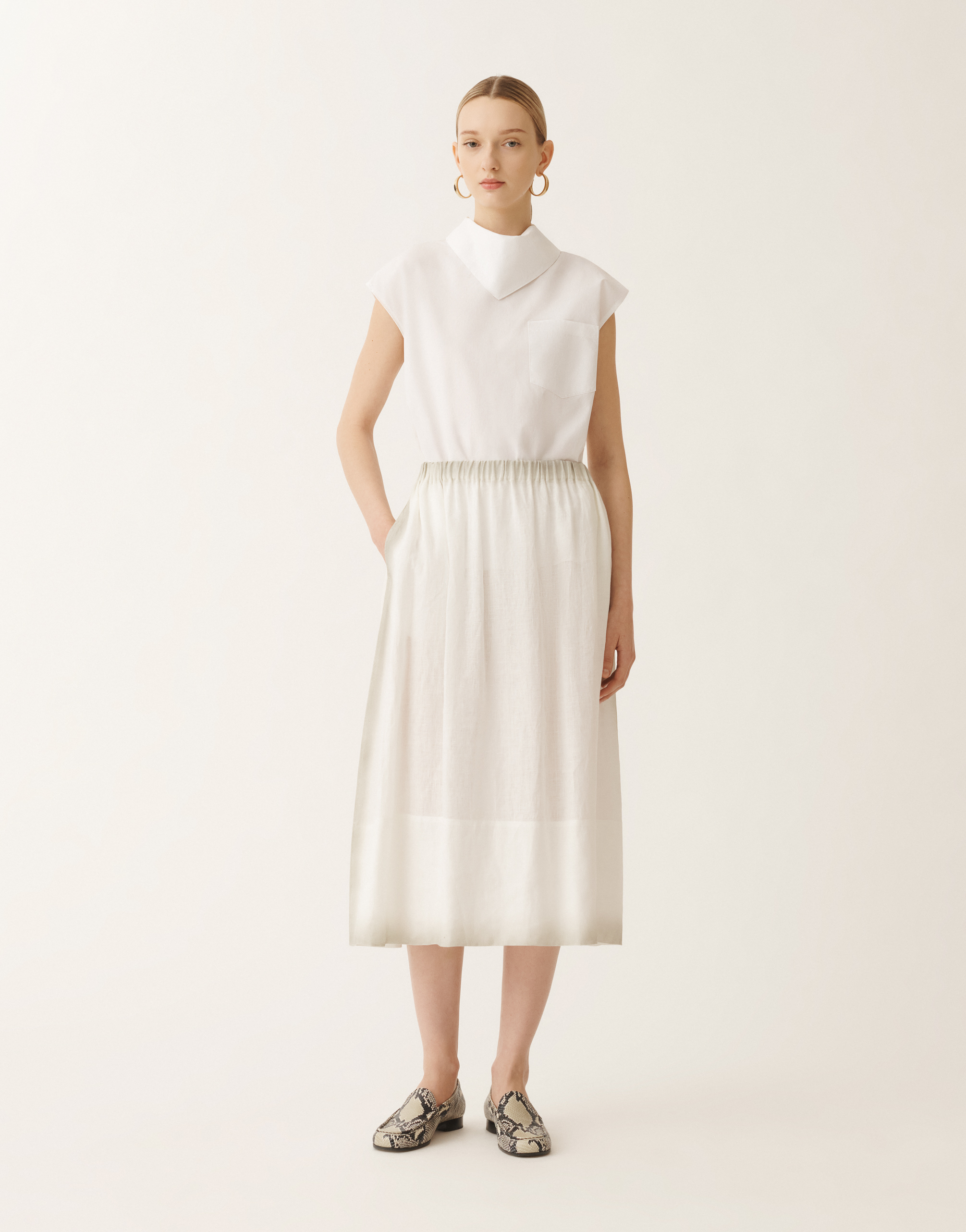 Fabiana Filippi Linen Canvas Skirt With Gradient In White