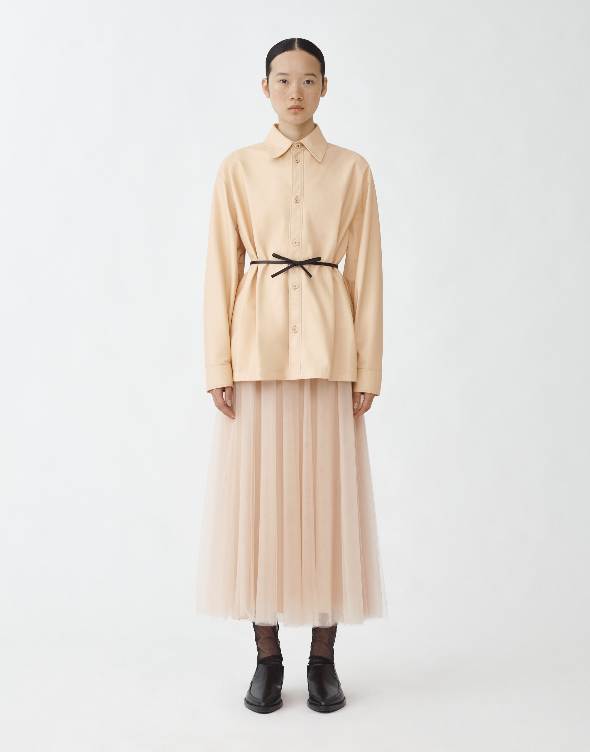 Shop Fabiana Filippi Wide Tulle Skirt In Dusty Pink