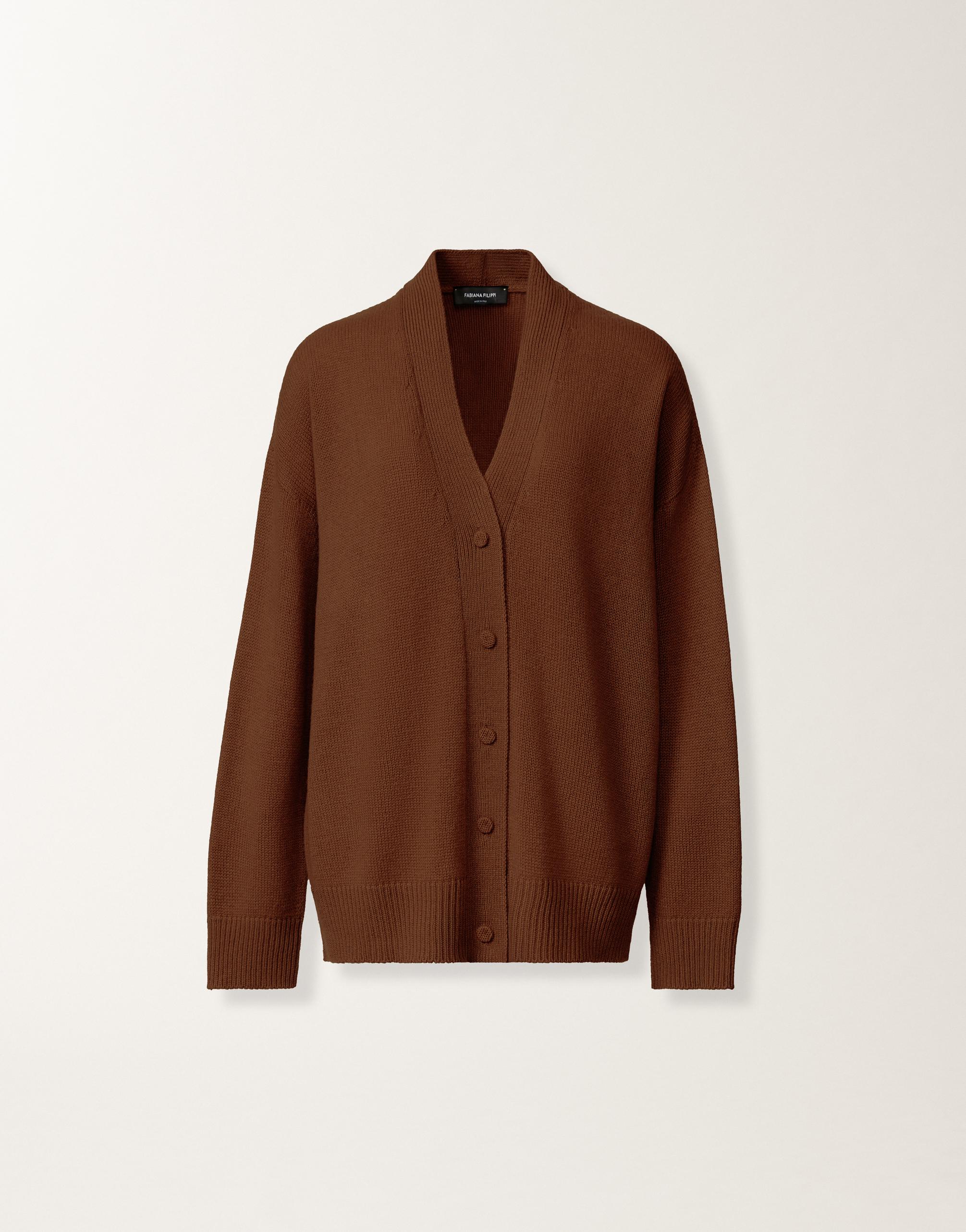 『FABIANA FILIPPI』 (S) カシミヤ シルク カーディガン Wool and silk cardigan with sequins, olive for Women | Fabiana