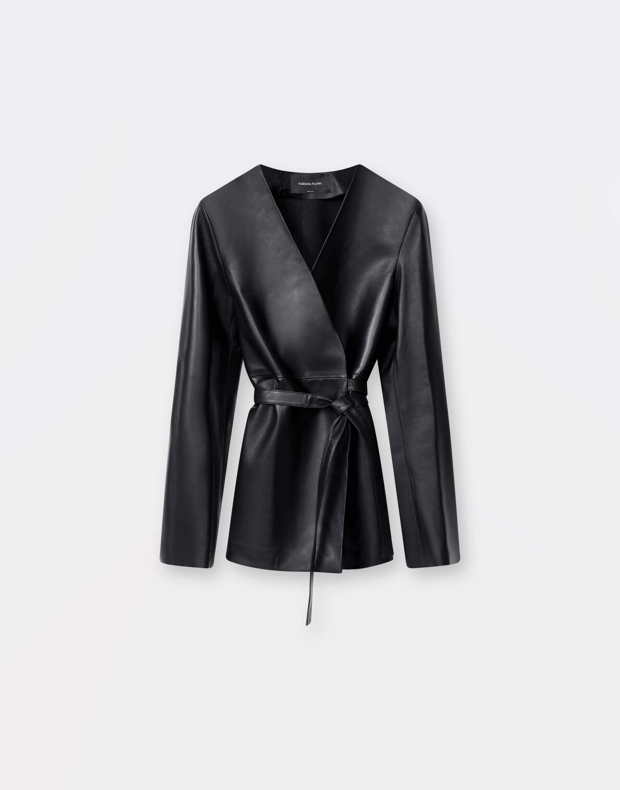 Shop Fabiana Filippi Lambskin Blazer In Black