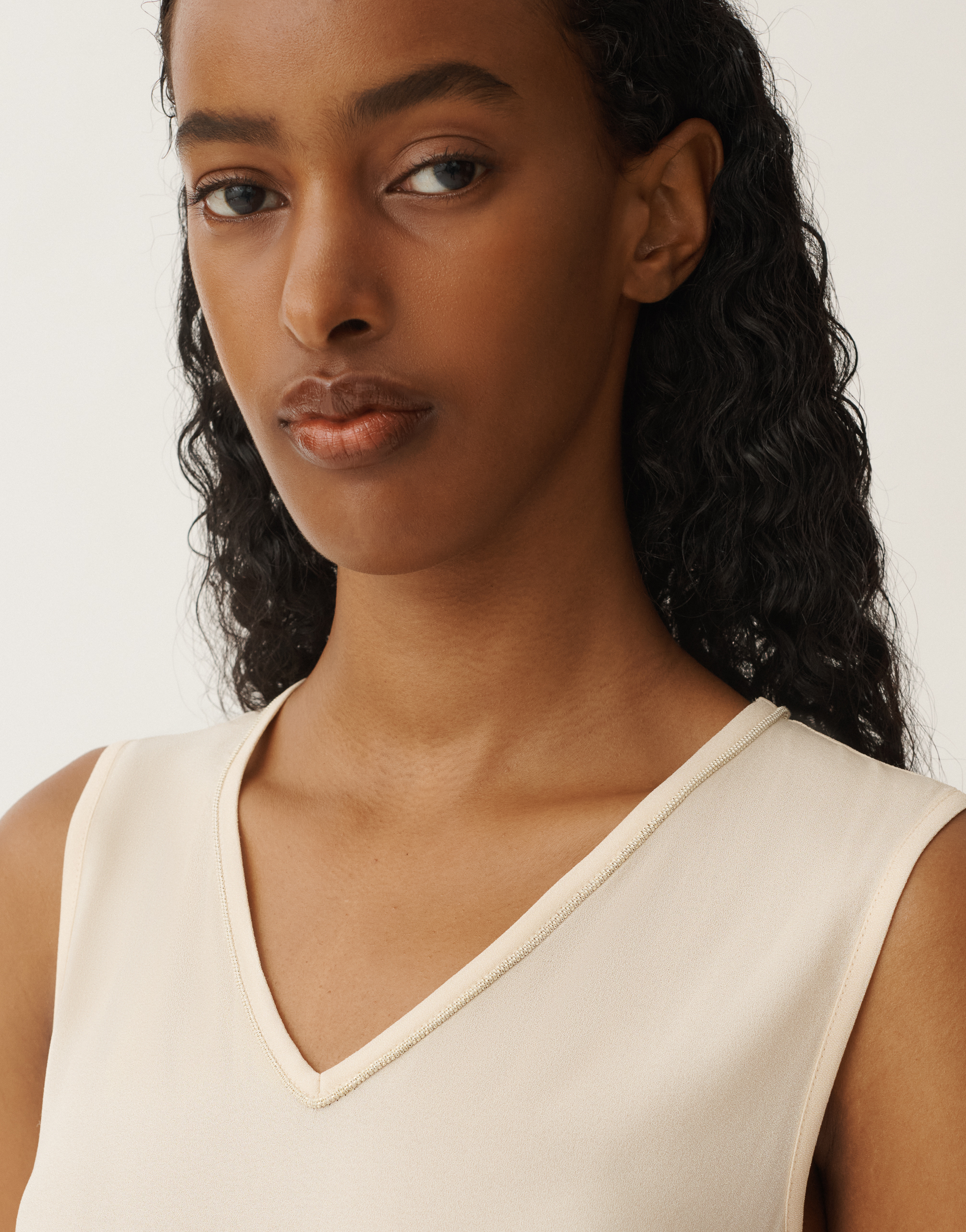 Shop Fabiana Filippi Stretch Sablé Vest Top In White