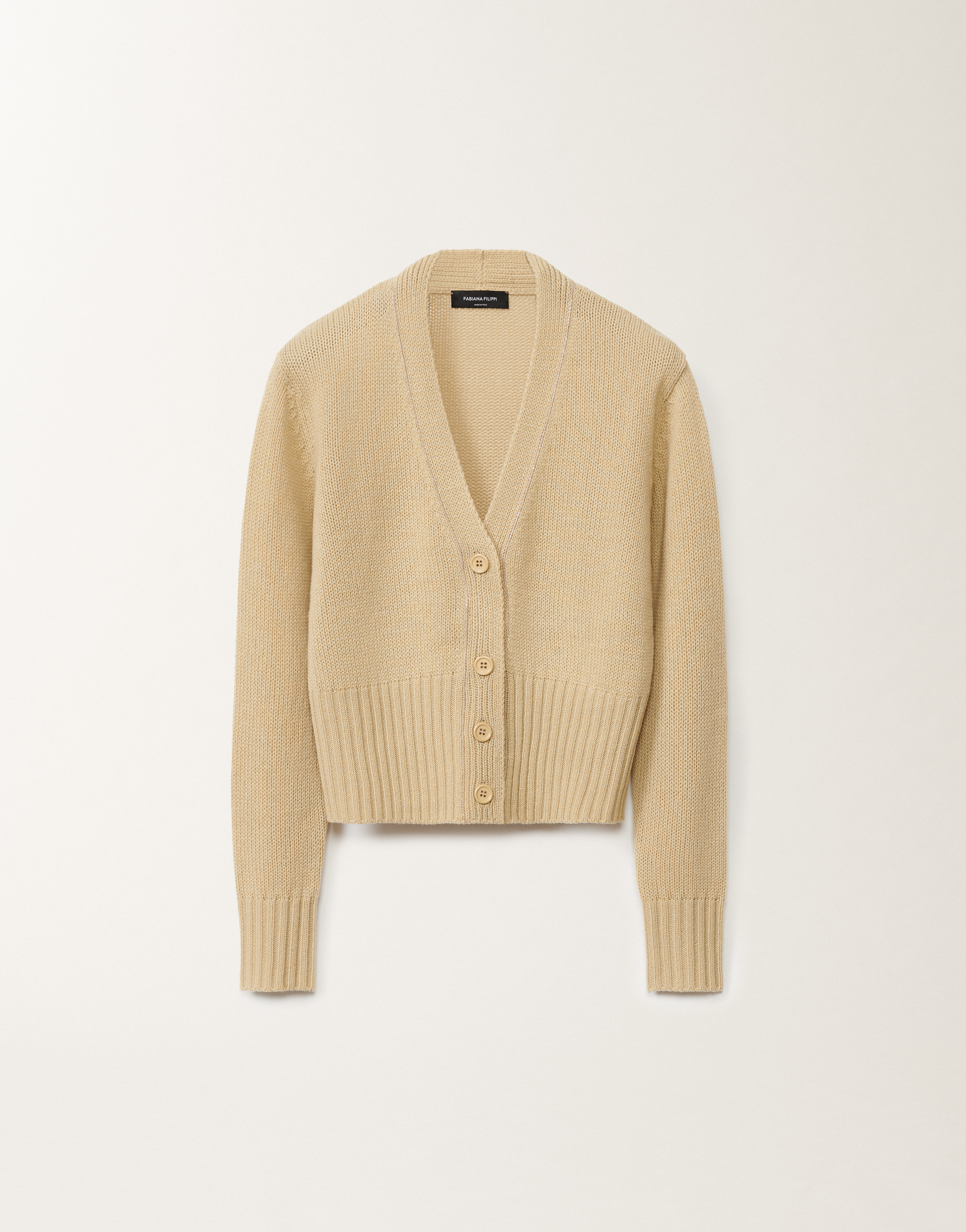 Shop Fabiana Filippi Brushed Cashmere Cardigan In Yellow