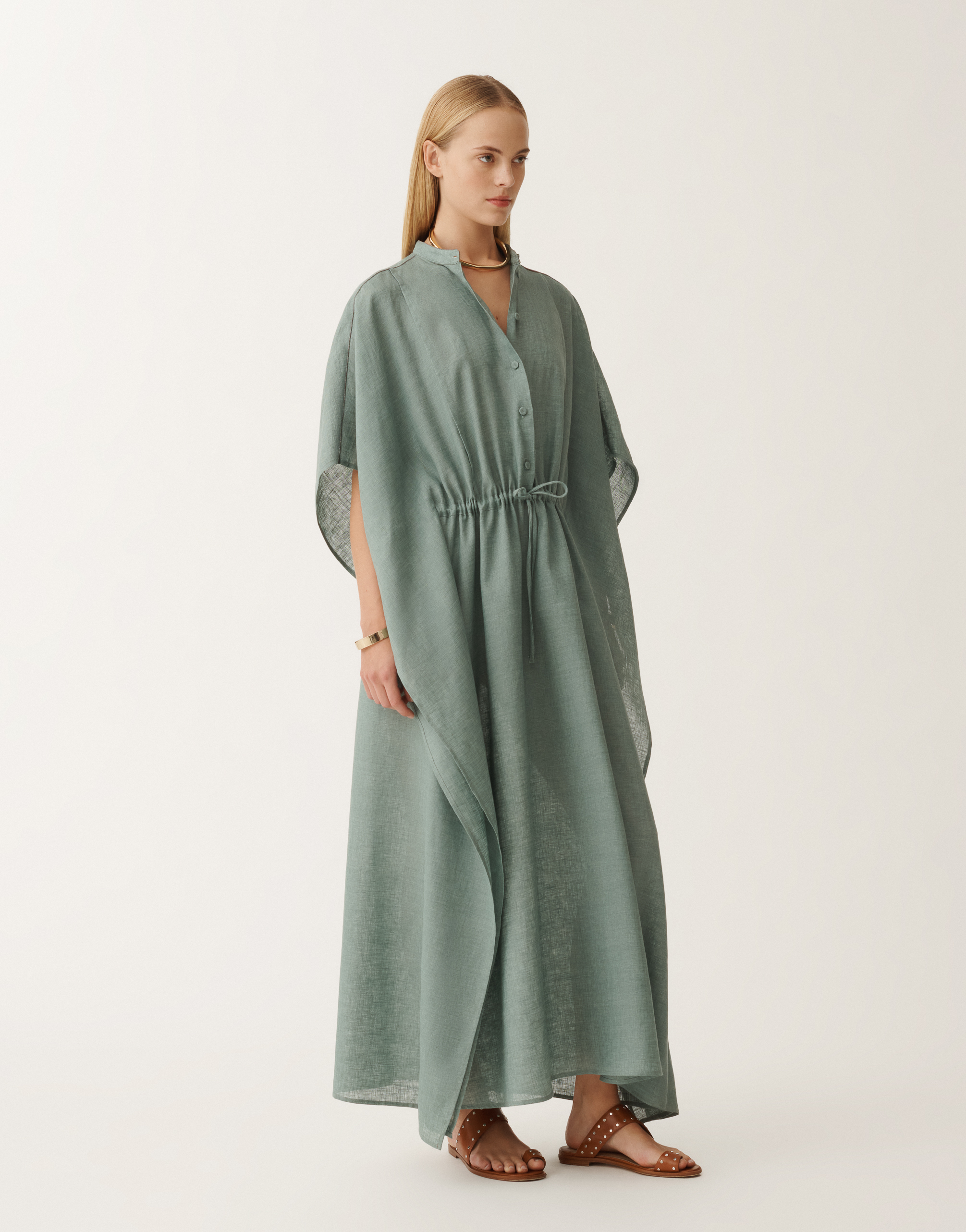 FABIANA FILIPPI LINEN CANVAS KAFTAN 