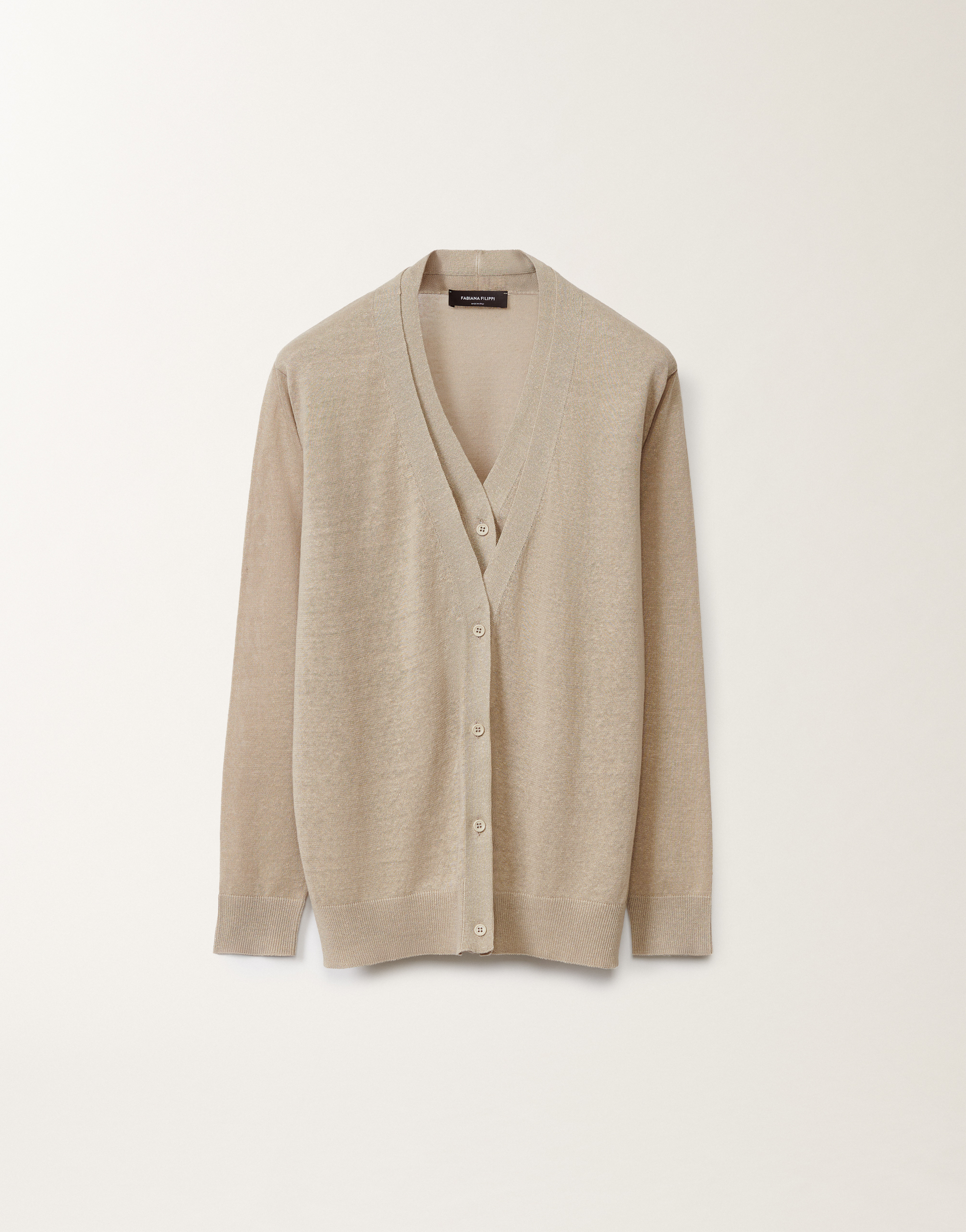 Fabiana Filippi Linen Cardigan In Greige
