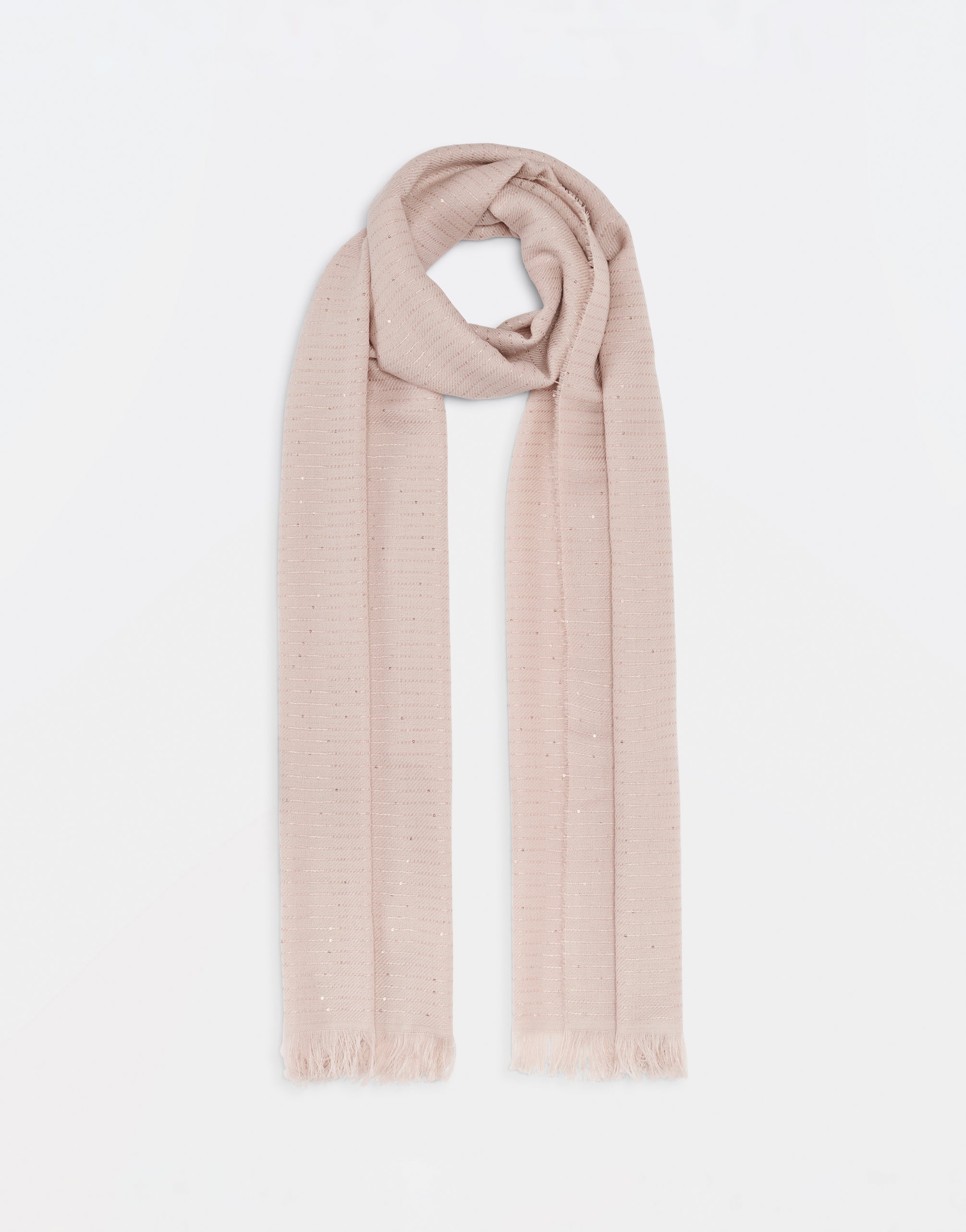 Shop Fabiana Filippi Wool And Micro Sequin Scarf In Peony