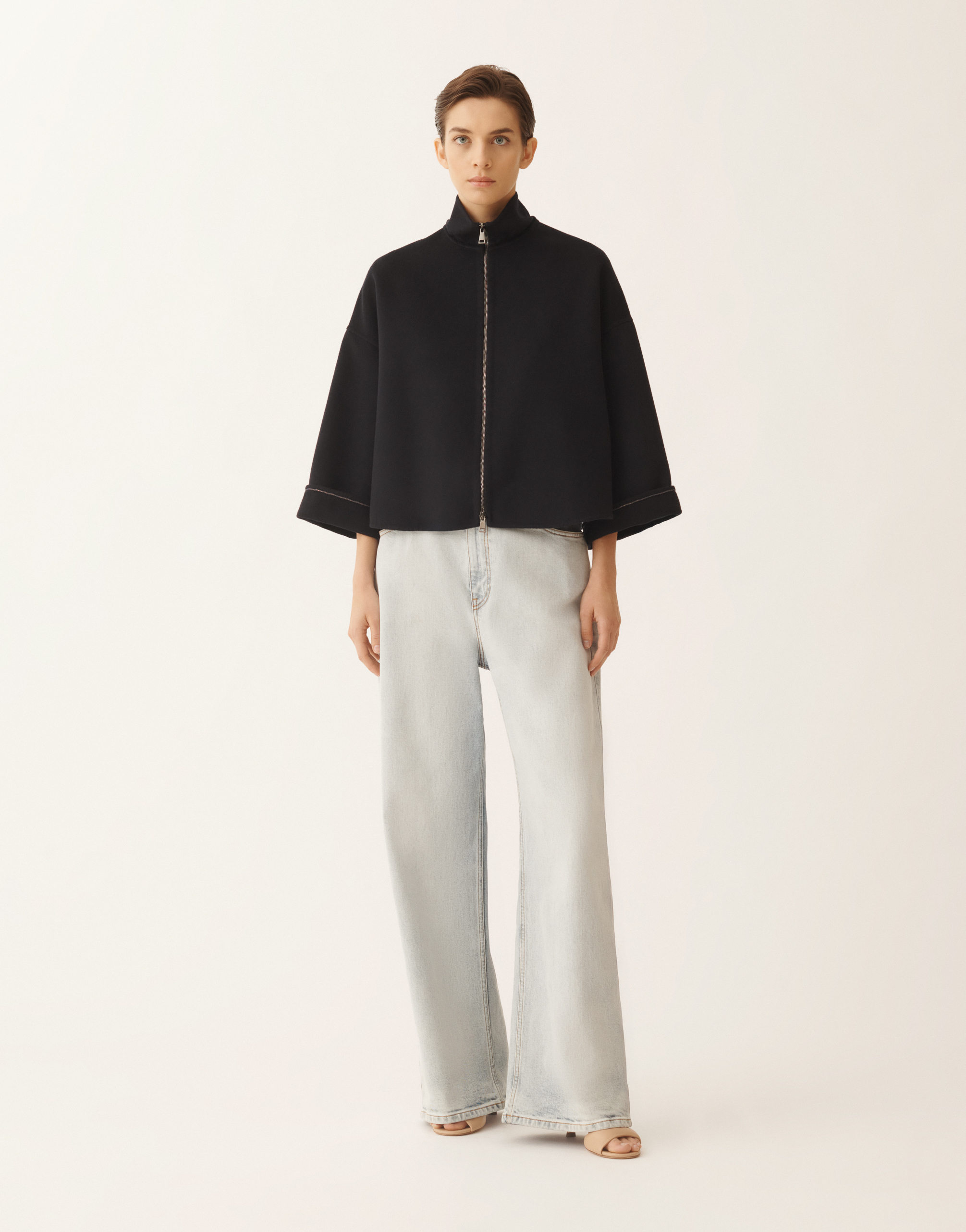 Fabiana Filippi Reversible Platinum And Mohair Jacket In Rock-color Frescolana In Blue