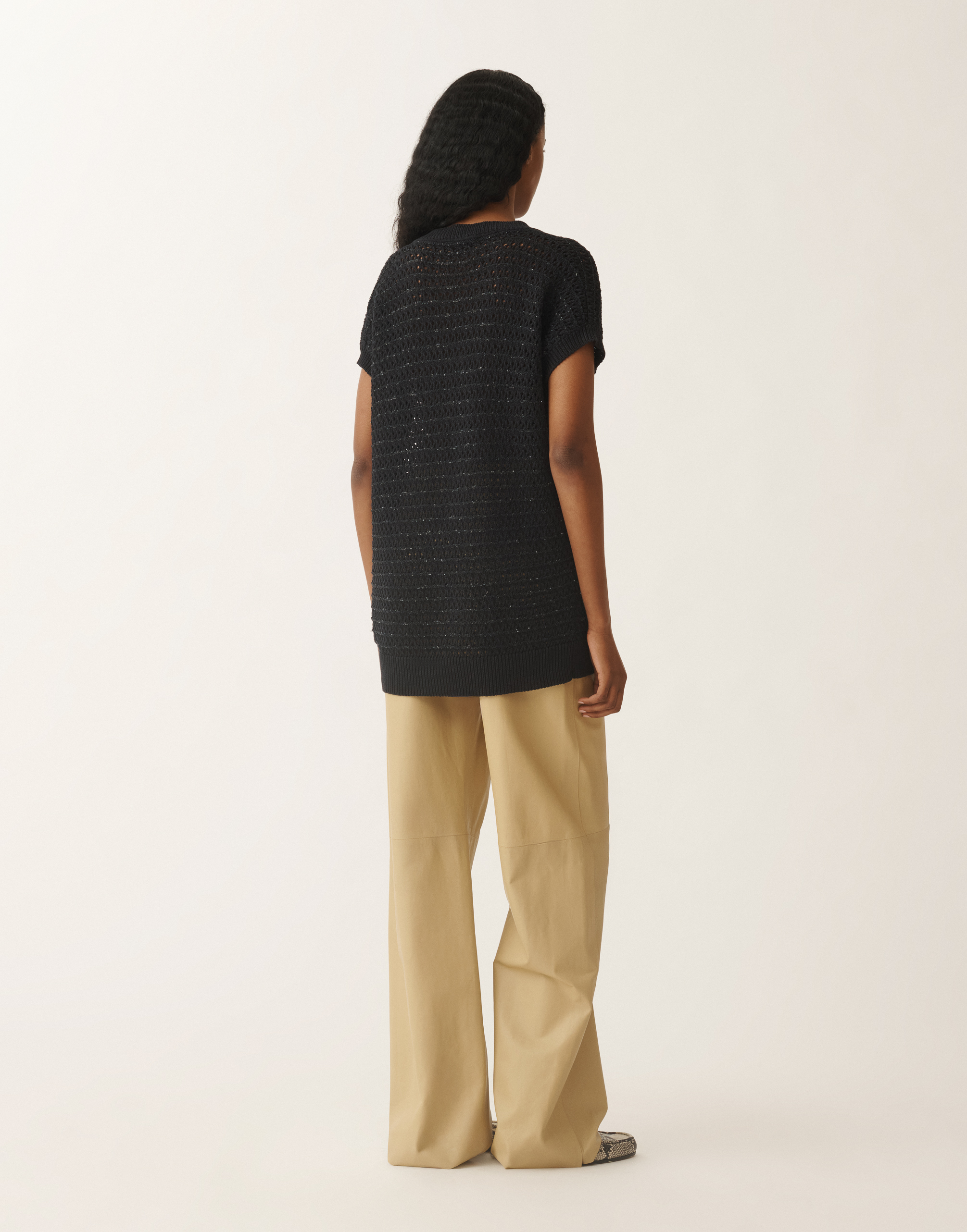Fabiana Filippi Cotton Sweater With Sequins In Blue