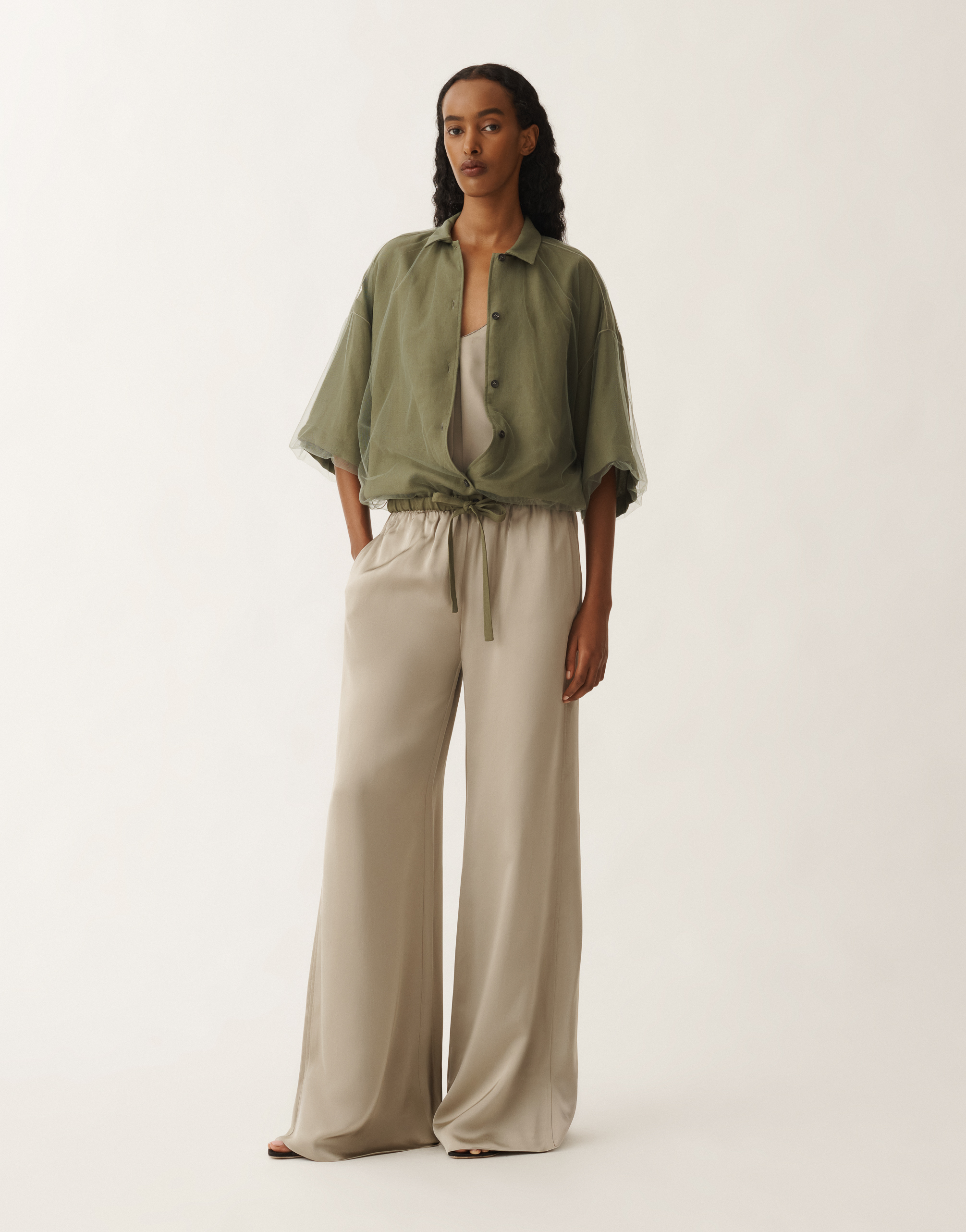 Shop Fabiana Filippi Linen And Viscose Shirt In Grass
