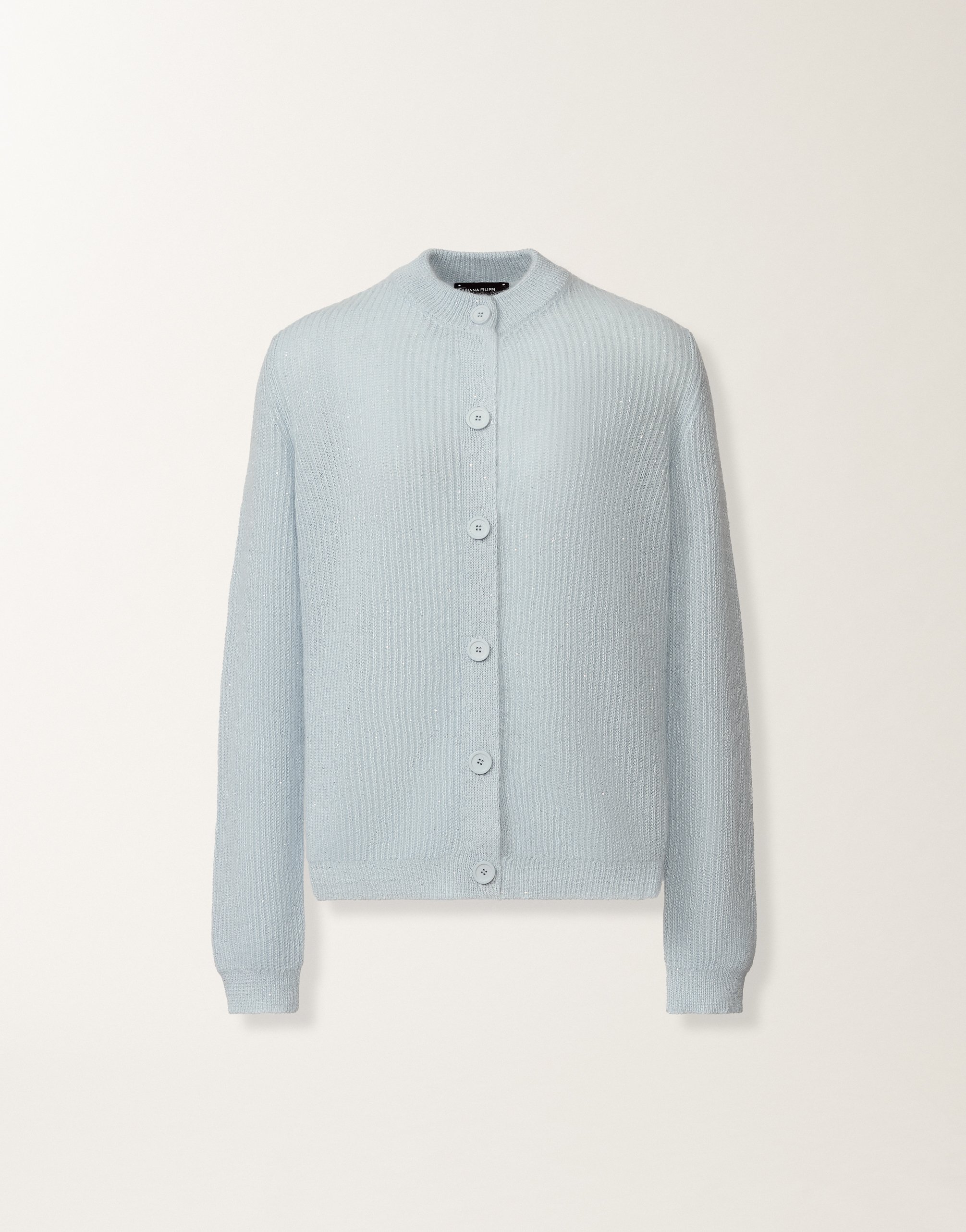 Fabiana Filippi Mohair Cardigan With Sequins In Gray