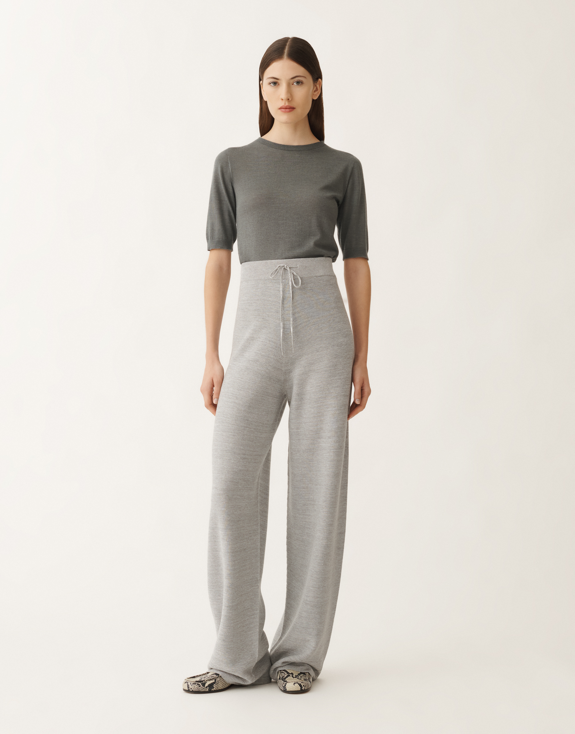 Fabiana Filippi Knitted Wide Leg Trousers In Grey
