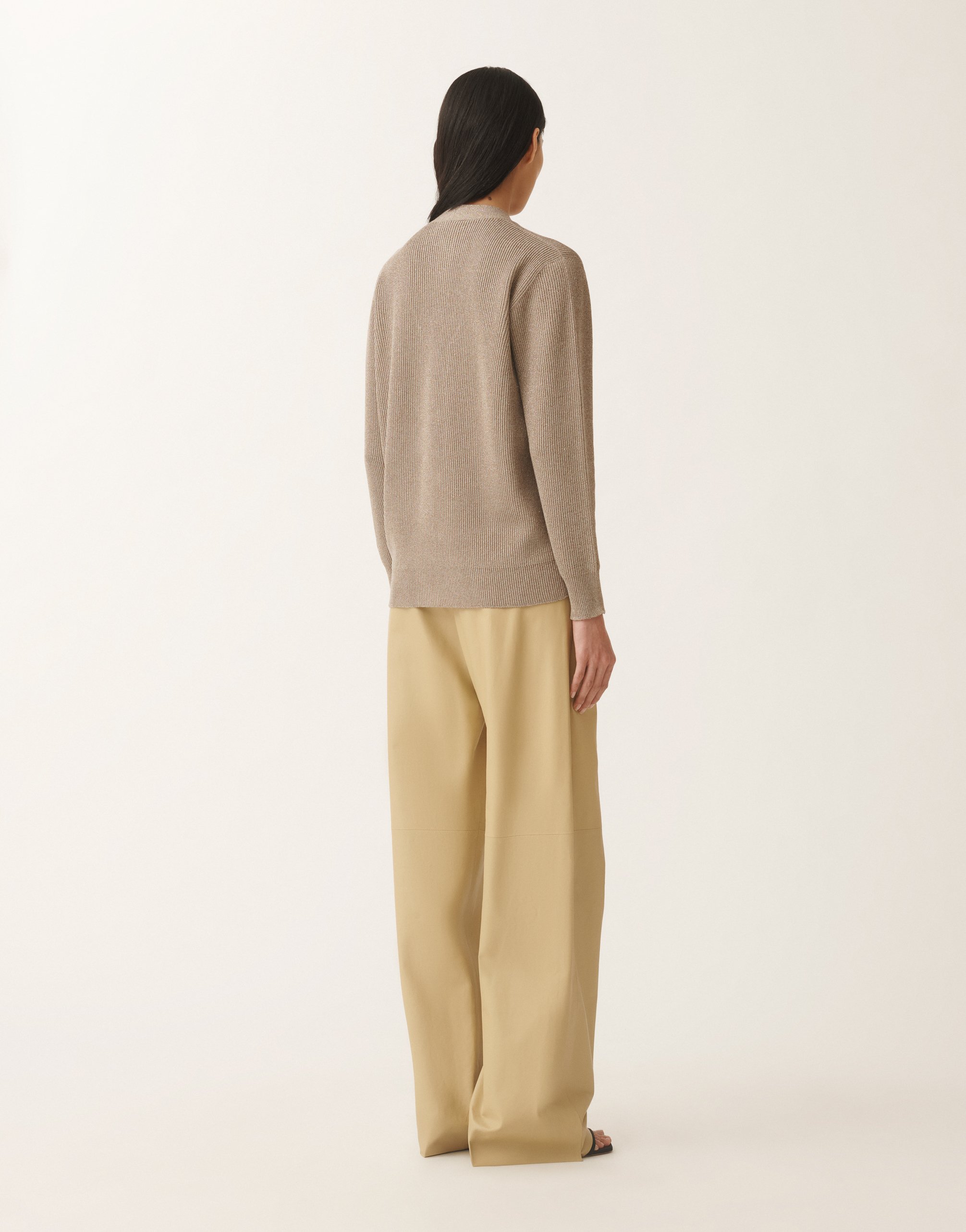 Shop Fabiana Filippi Organic Cotton And Lurex Cardigan In Clay