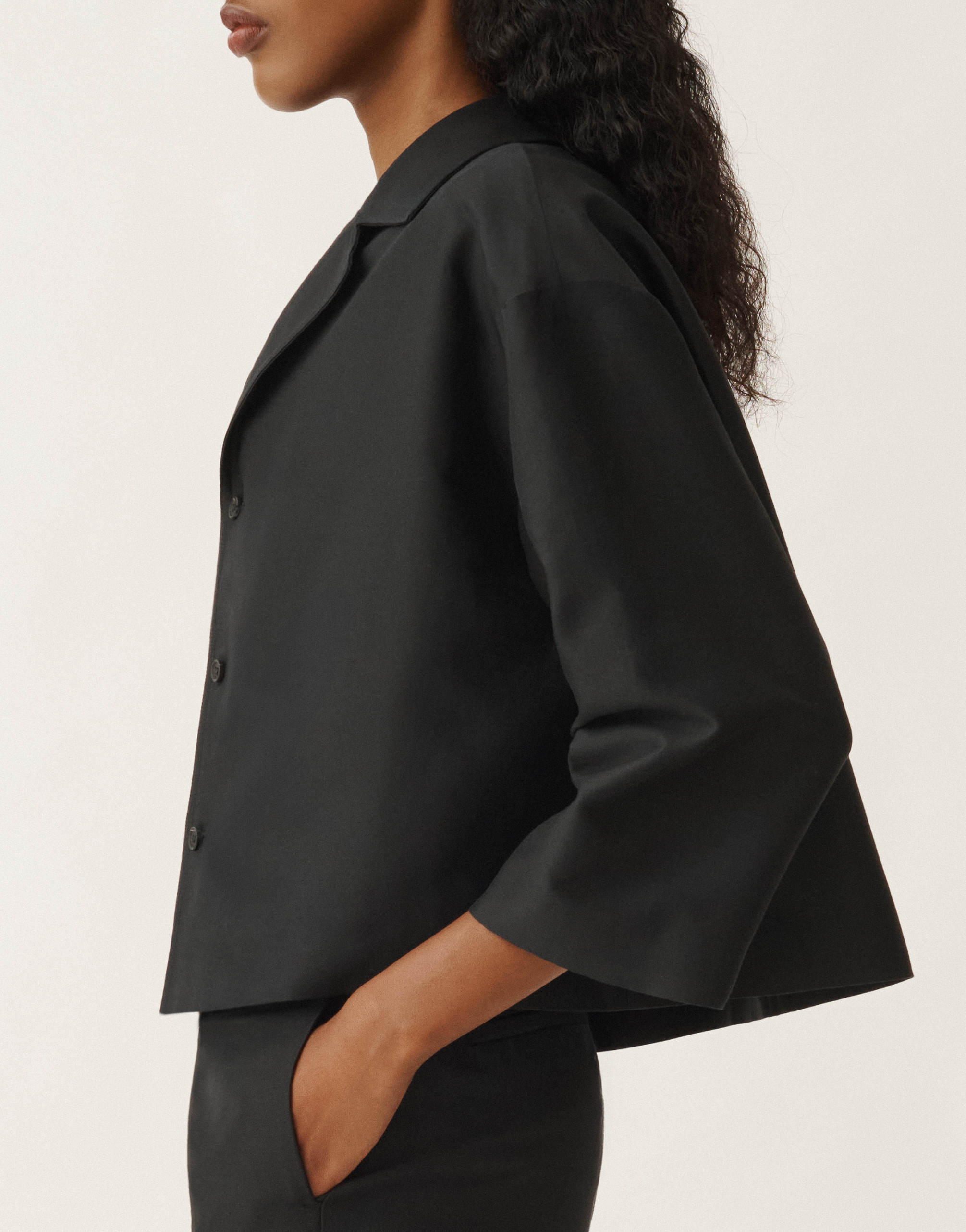 Shop Fabiana Filippi Cotton And Silk Mikado Jacket In Black