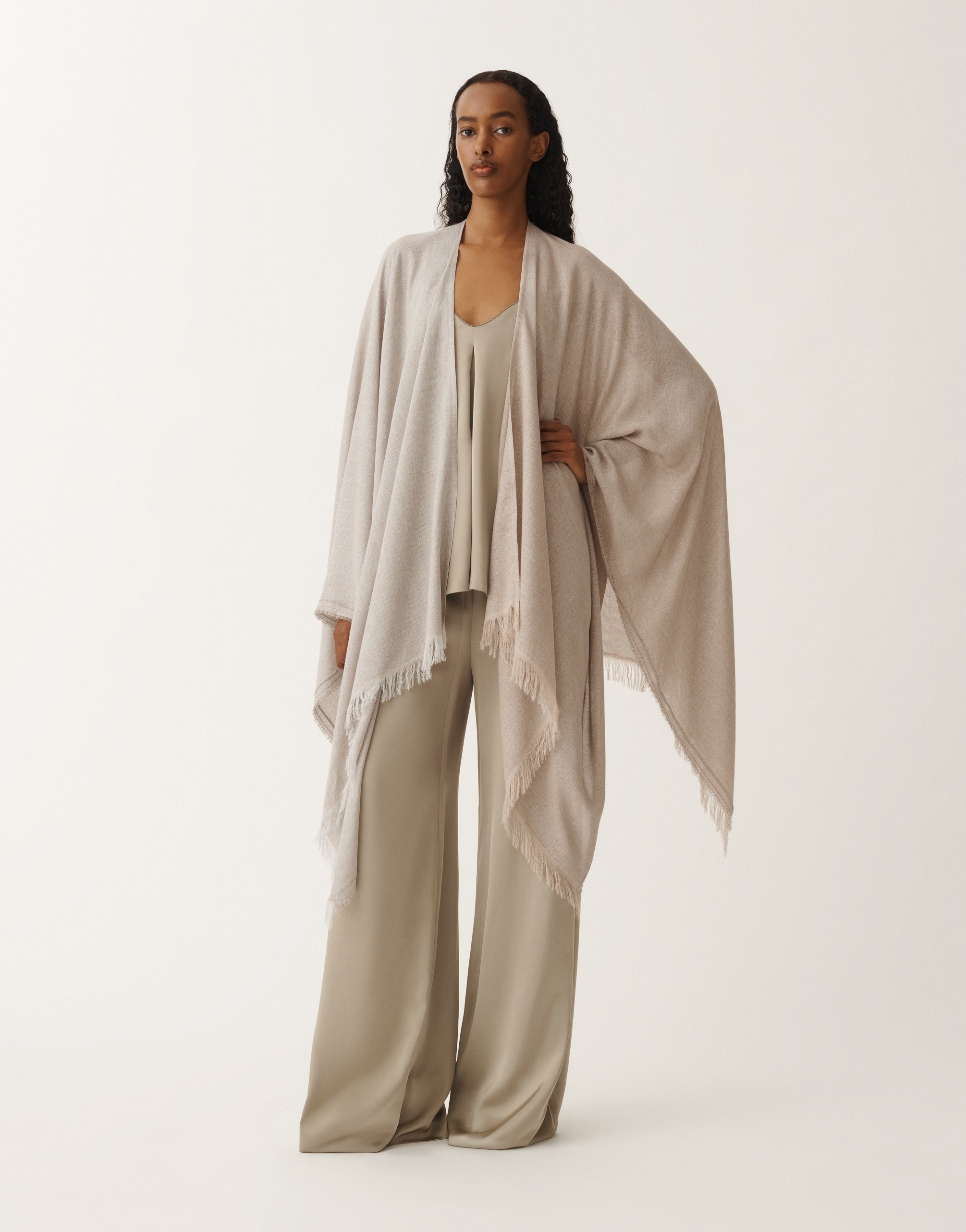 Shop Fabiana Filippi Jacquard Viscose Cape In Onlyonecolor