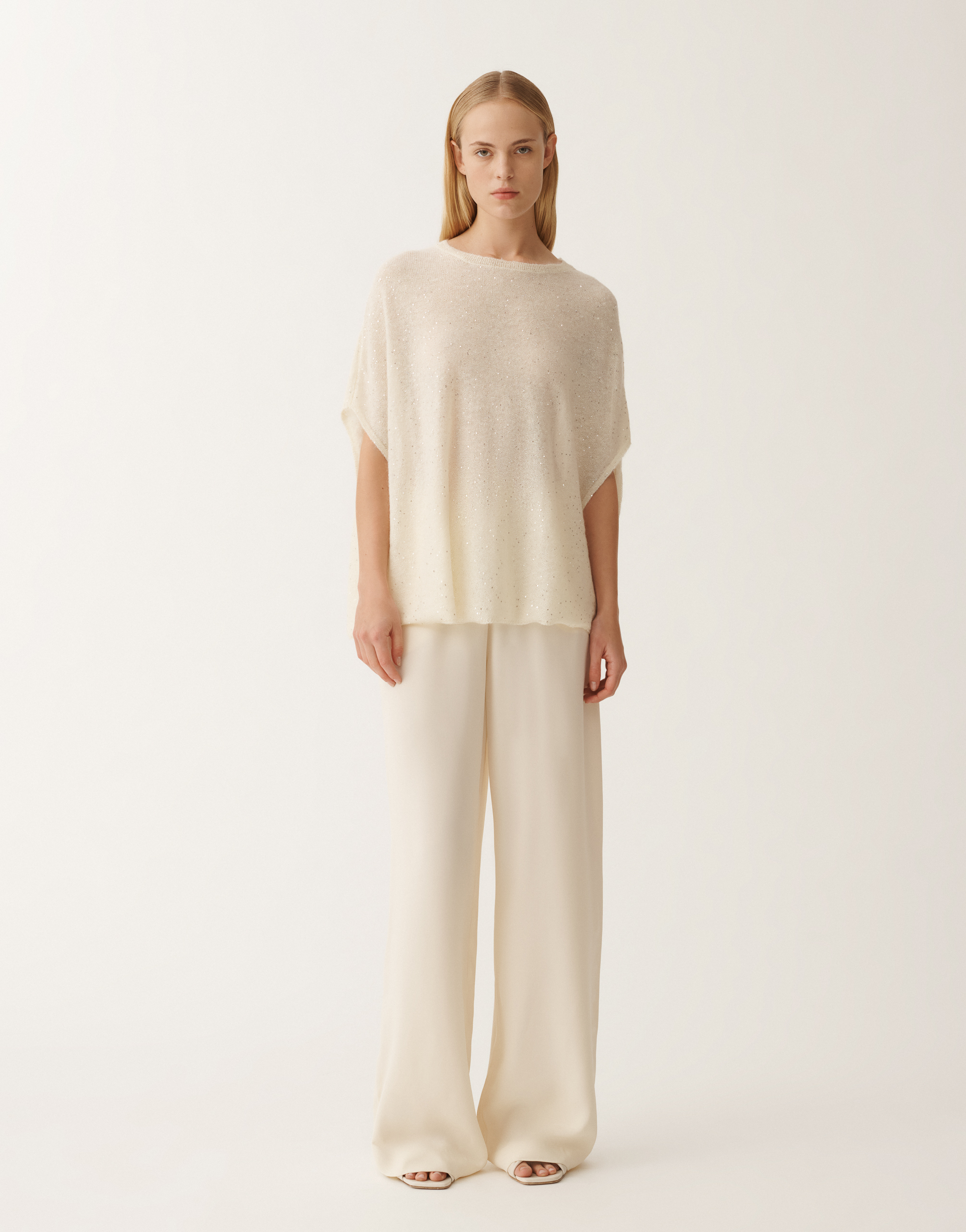 Fabiana Filippi Mini-sequin Embellished Knitted Top In White