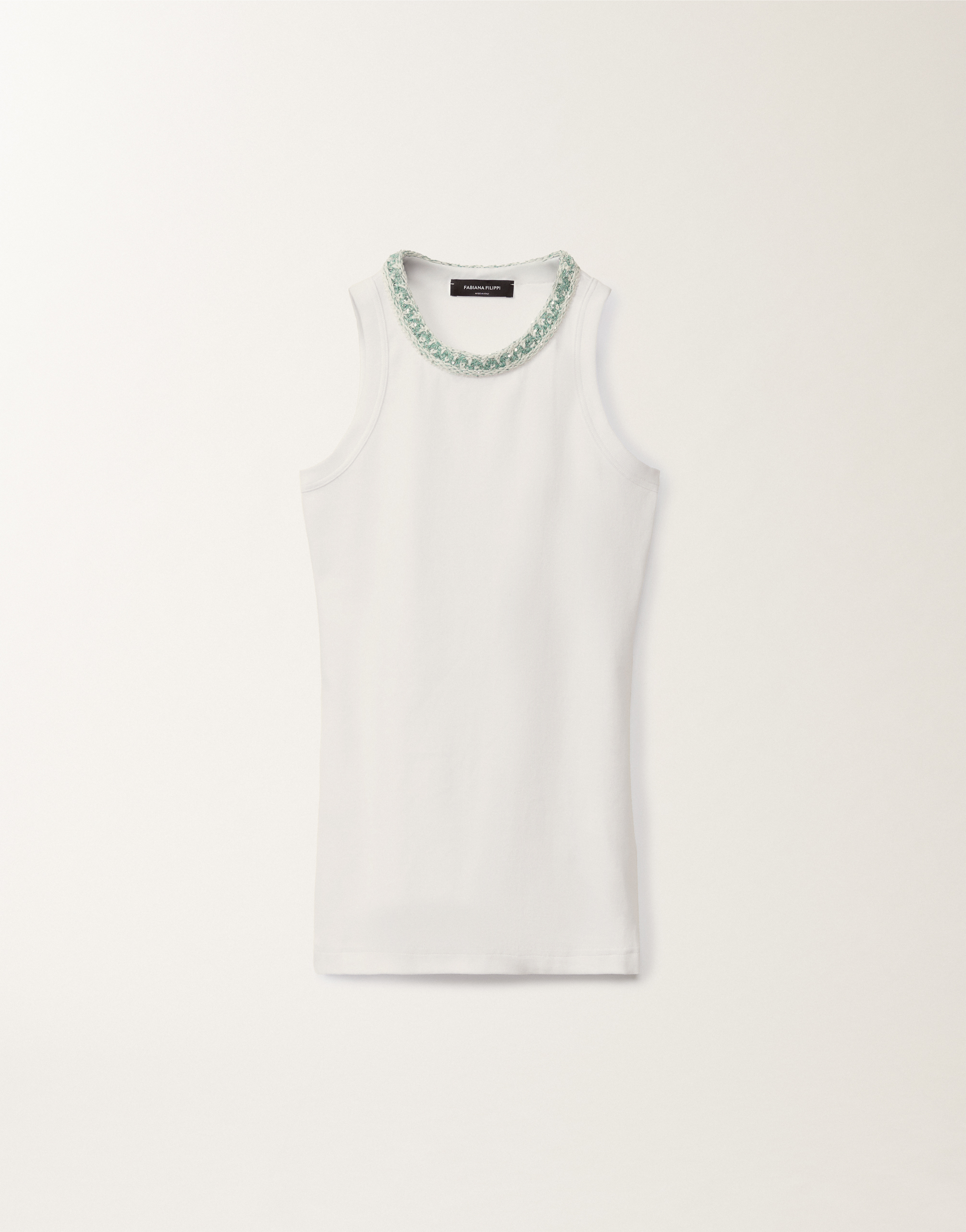 Shop Fabiana Filippi Jersey Vest Top In White/aquagreen