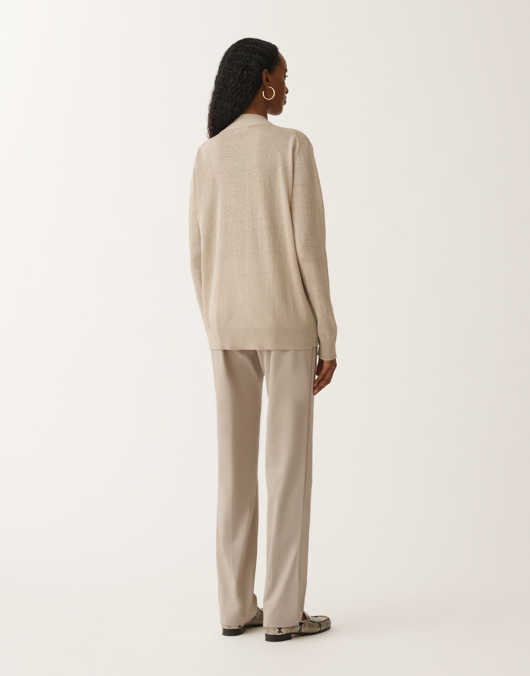 Fabiana Filippi Linen Cardigan In Greige