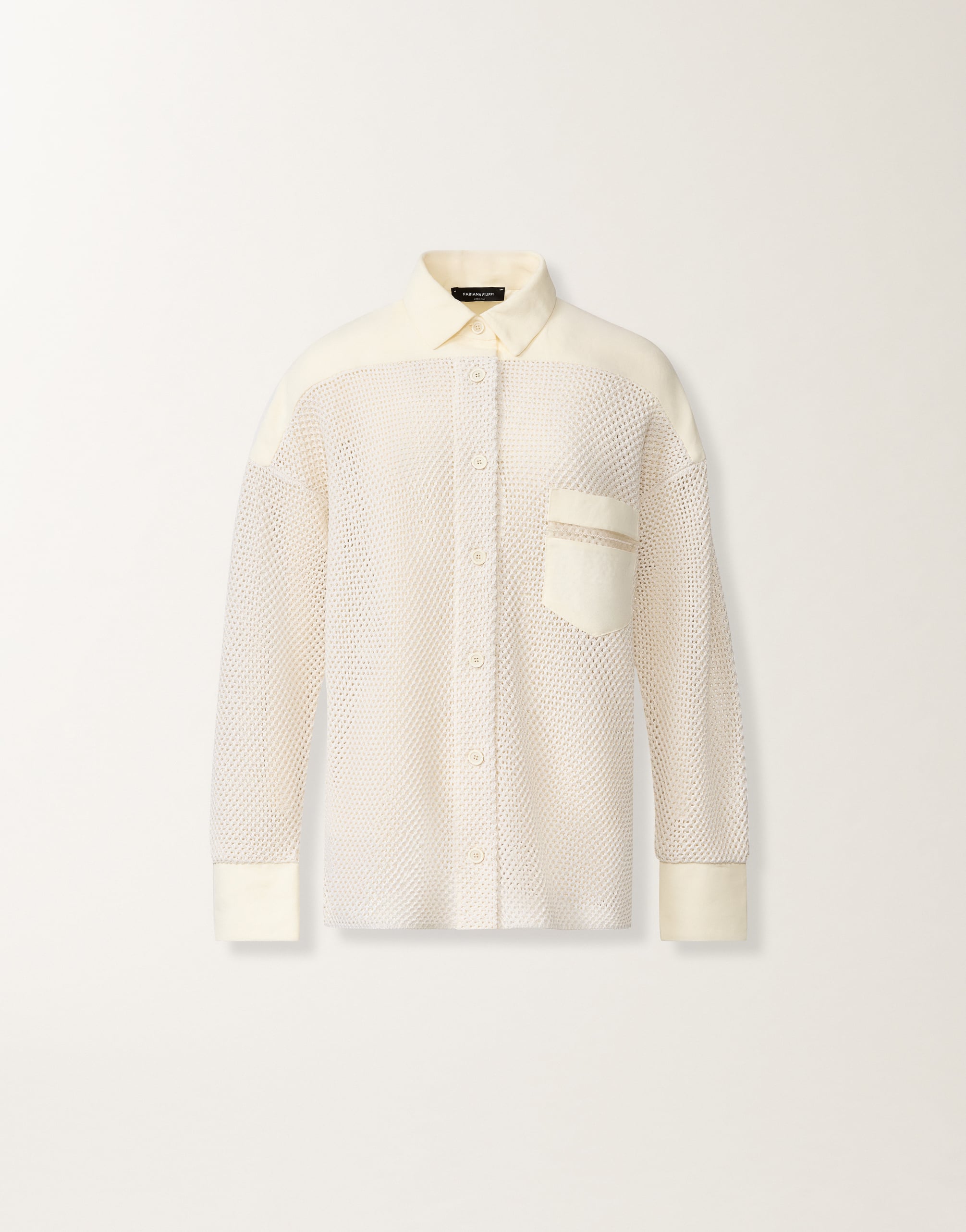 Shirt in organic cotton with lustrous viscose, butter for Women