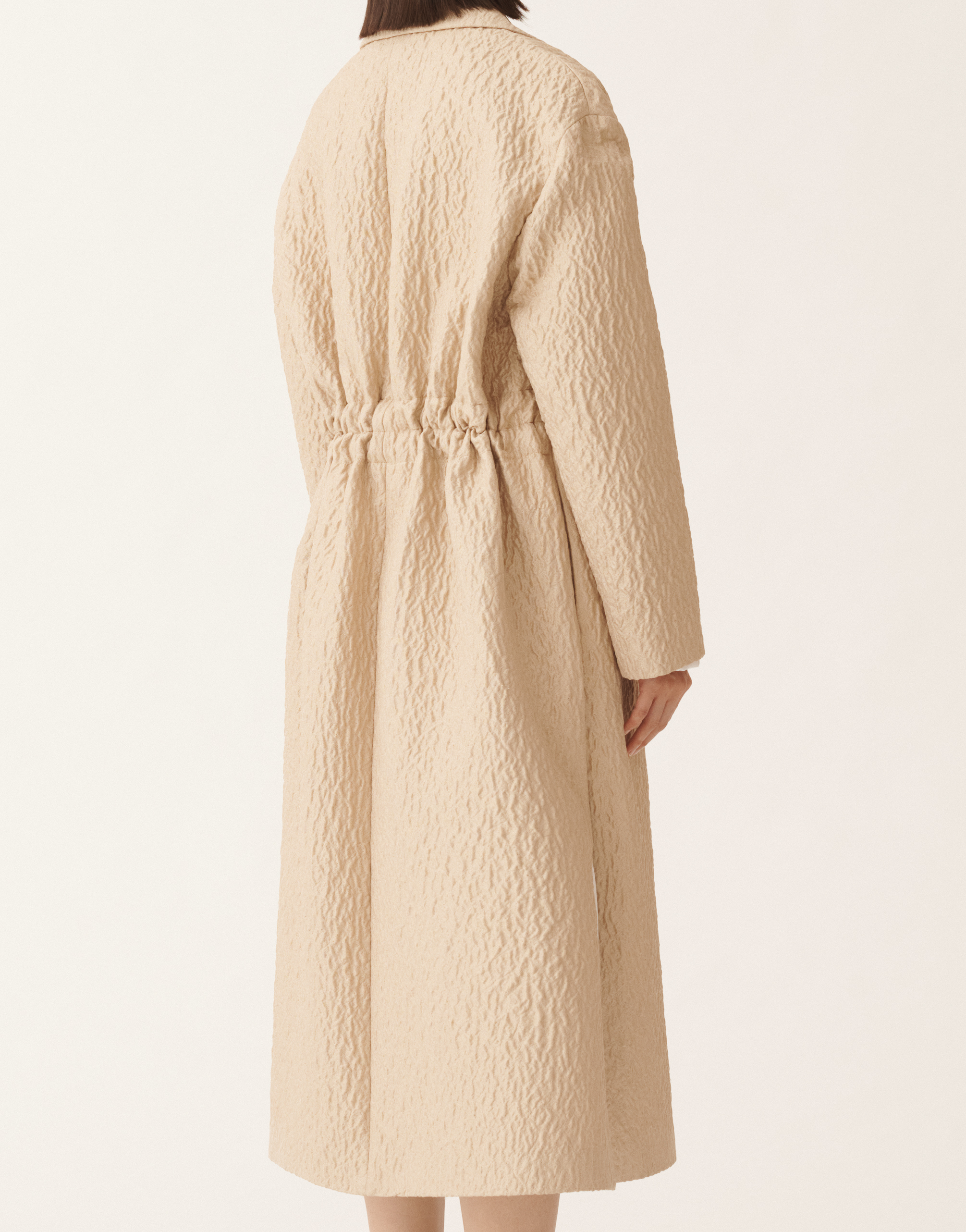 Fabiana Filippi Textured-effect Drawstring Single-breasted Coat In Brown