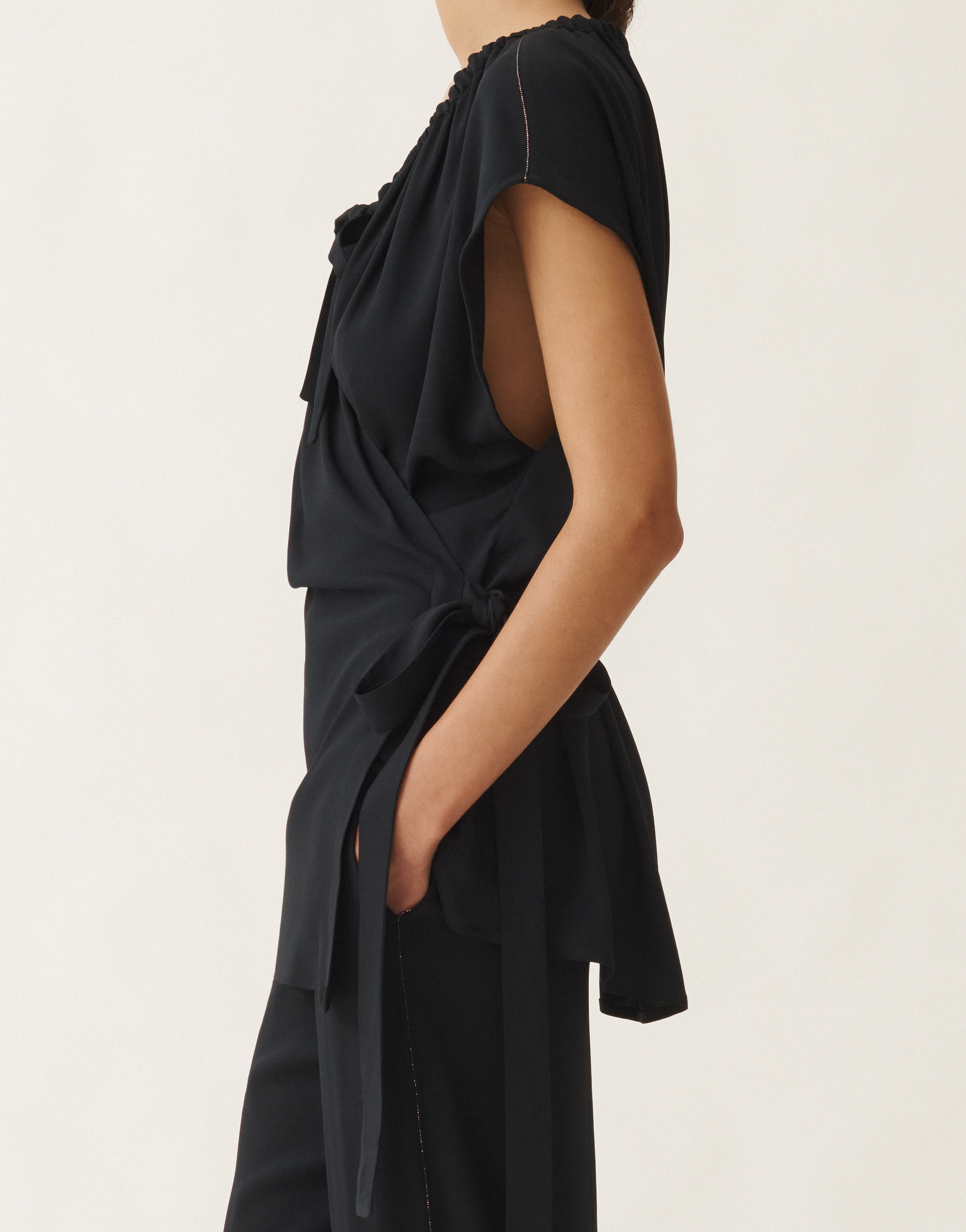Fabiana Filippi Stretch Sablé Top In Blue