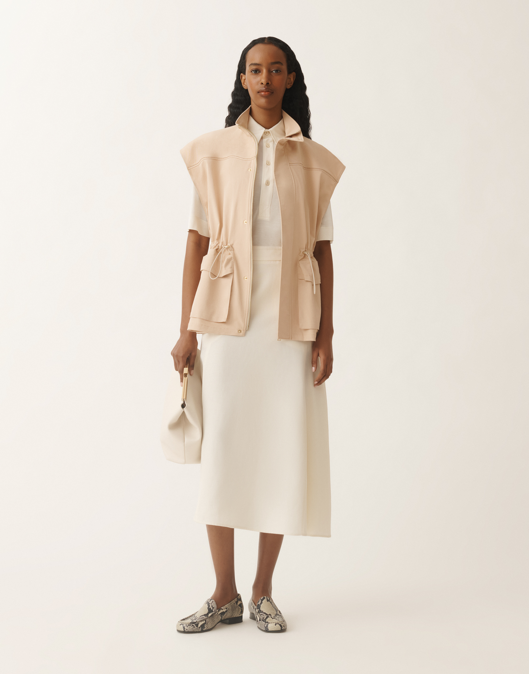 Fabiana Filippi Cotton Gabardine Safari Jacket In Sand