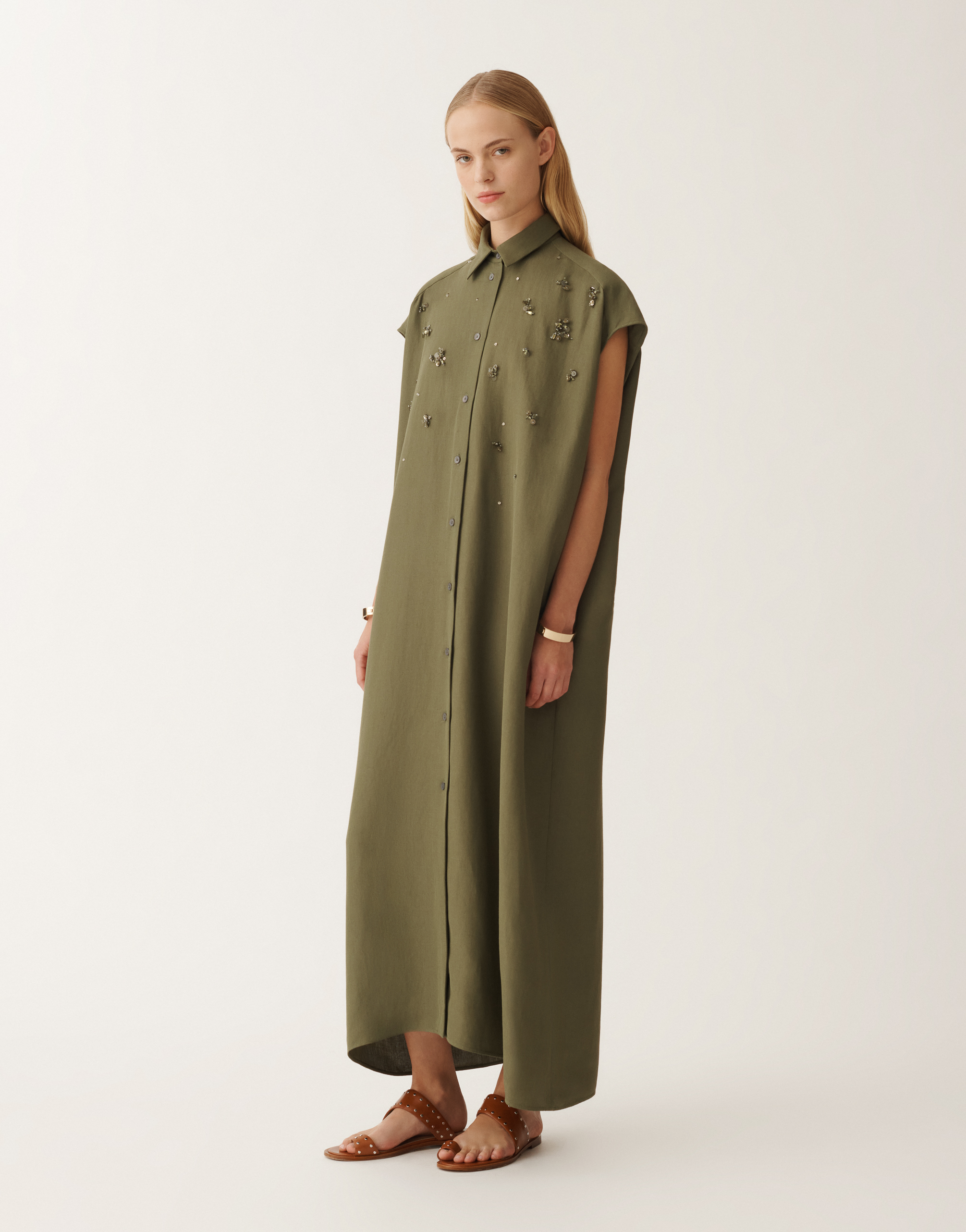 Fabiana Filippi Linen And Viscose Shirt Dress In Green