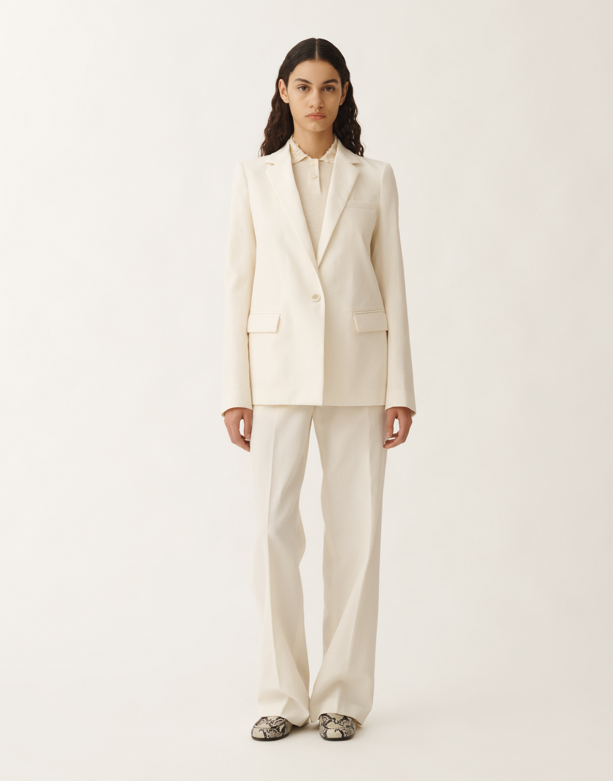 Shop Fabiana Filippi Wool And Linen Mat Jacket In White