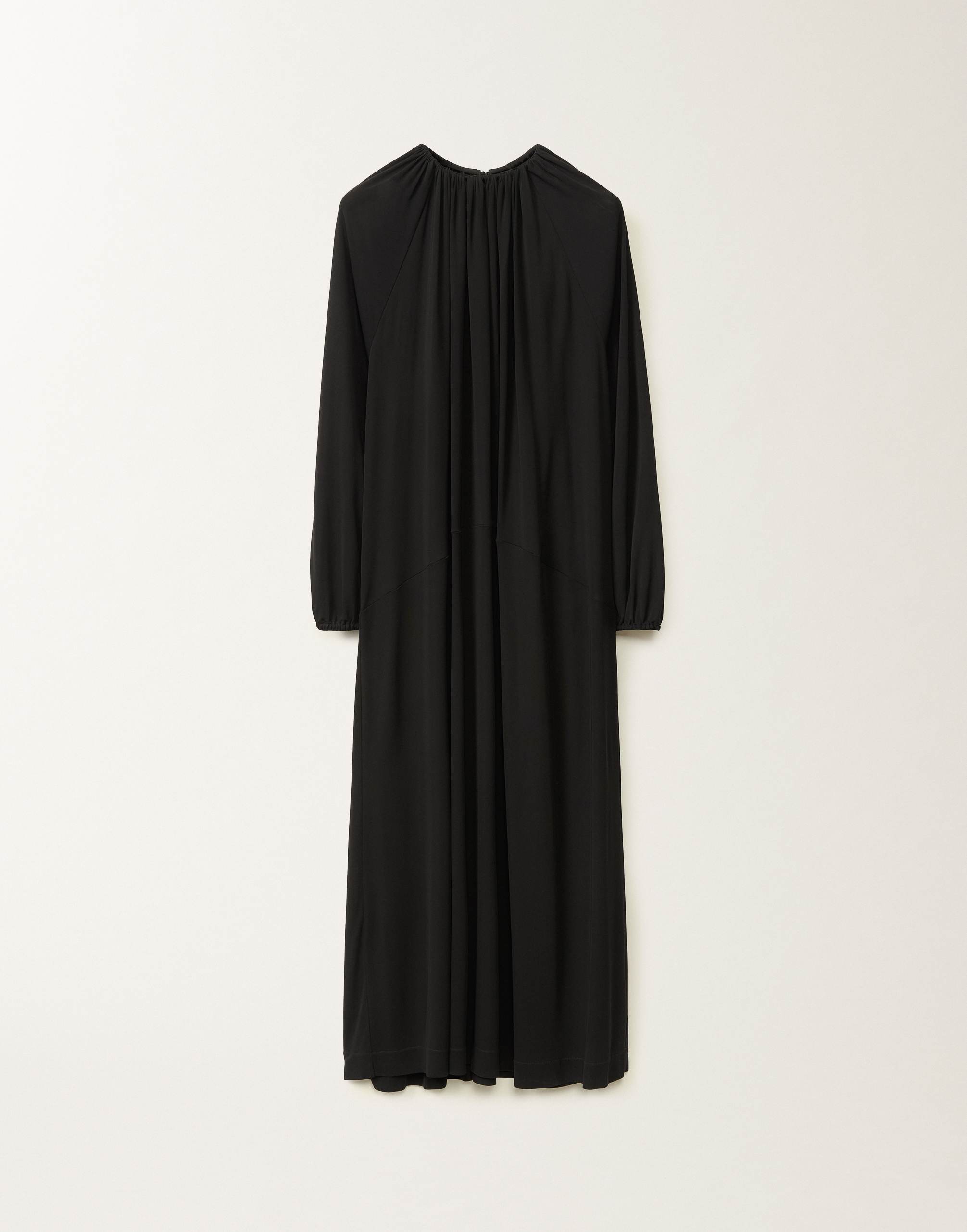 Fabiana Filippi Viscose Jersey Long Sleeve Dress With Draped Collar In Black