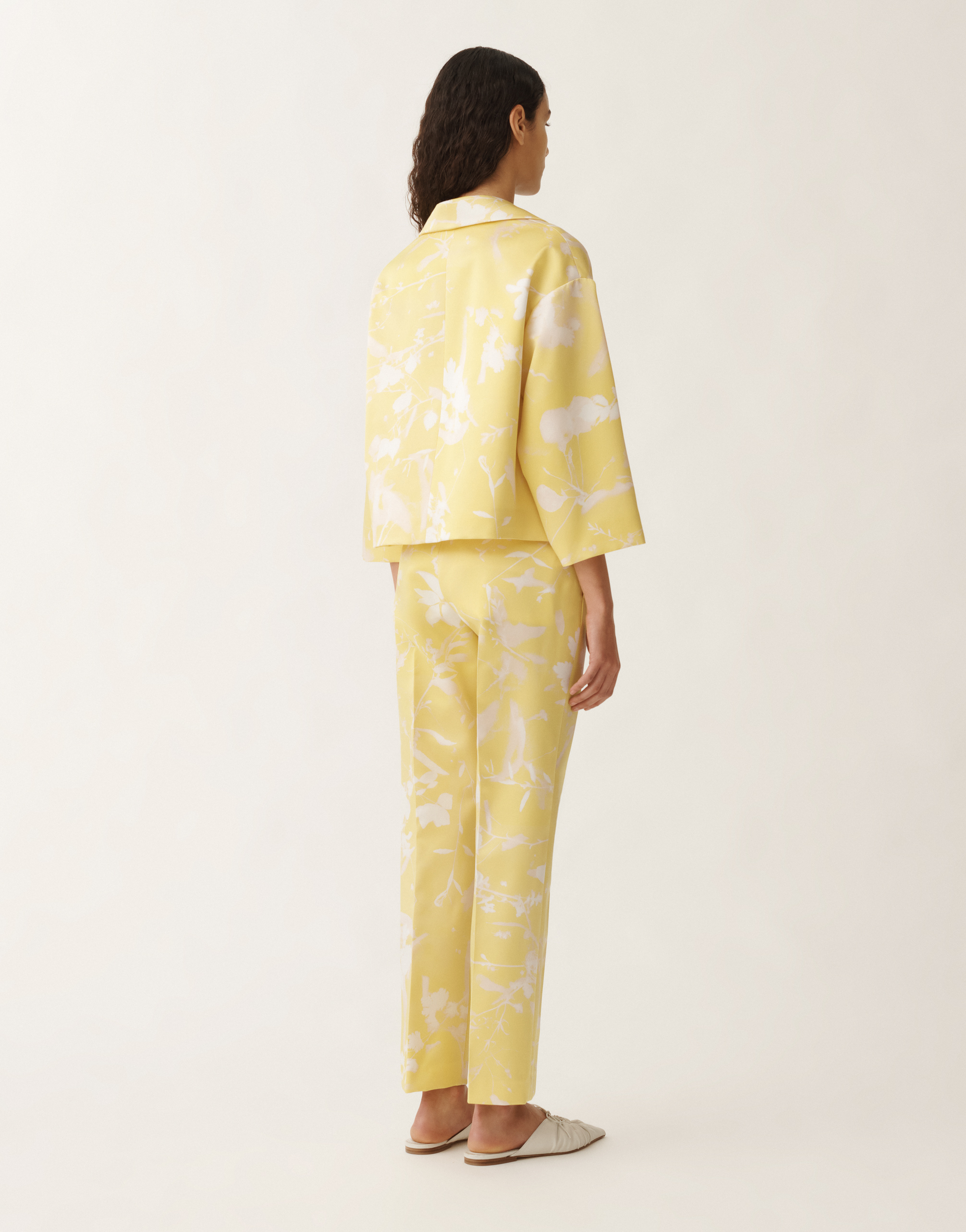 Shop Fabiana Filippi Tilia-print Silk Jacket In Yellow