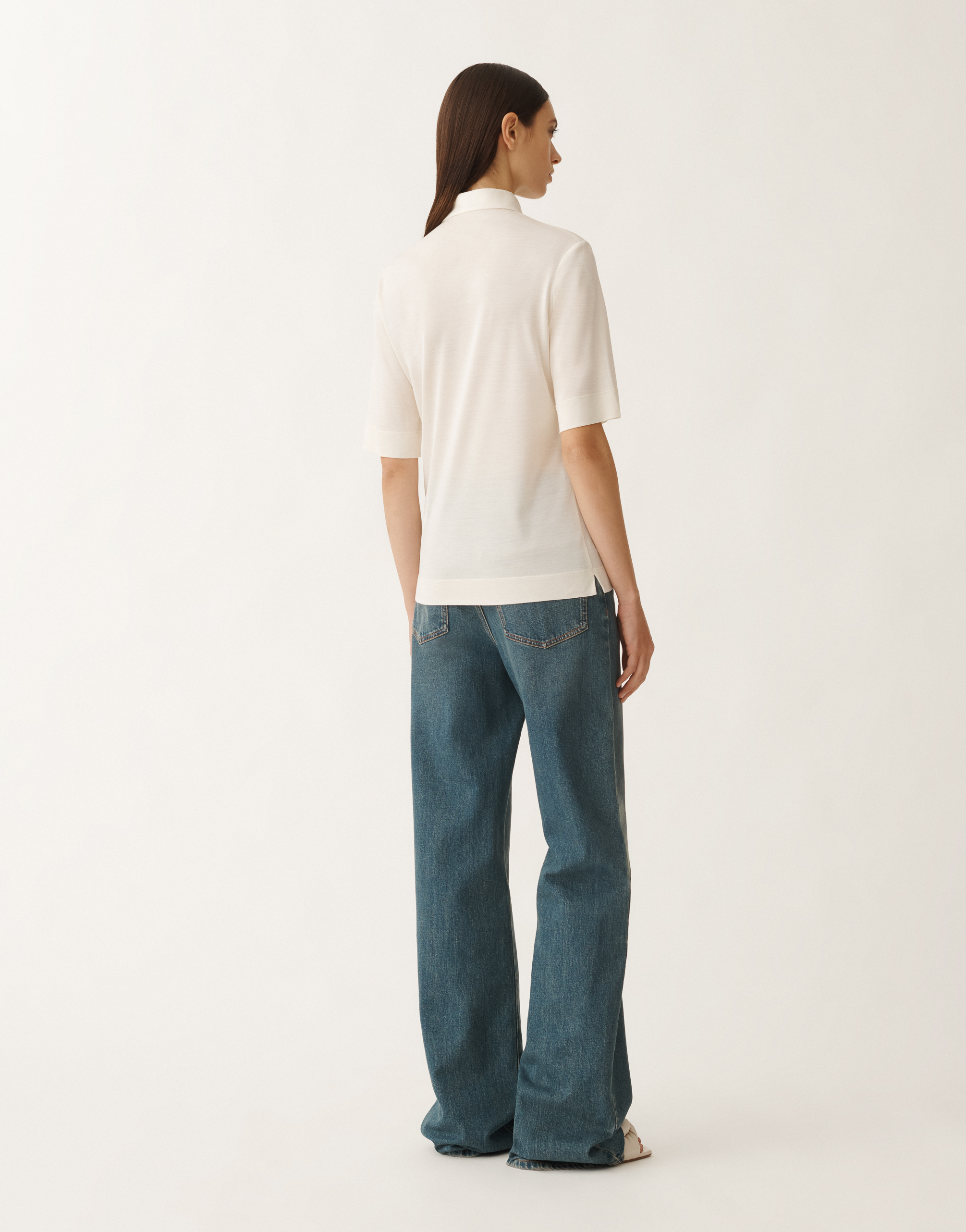 Shop Fabiana Filippi Silk Jersey Polo In White