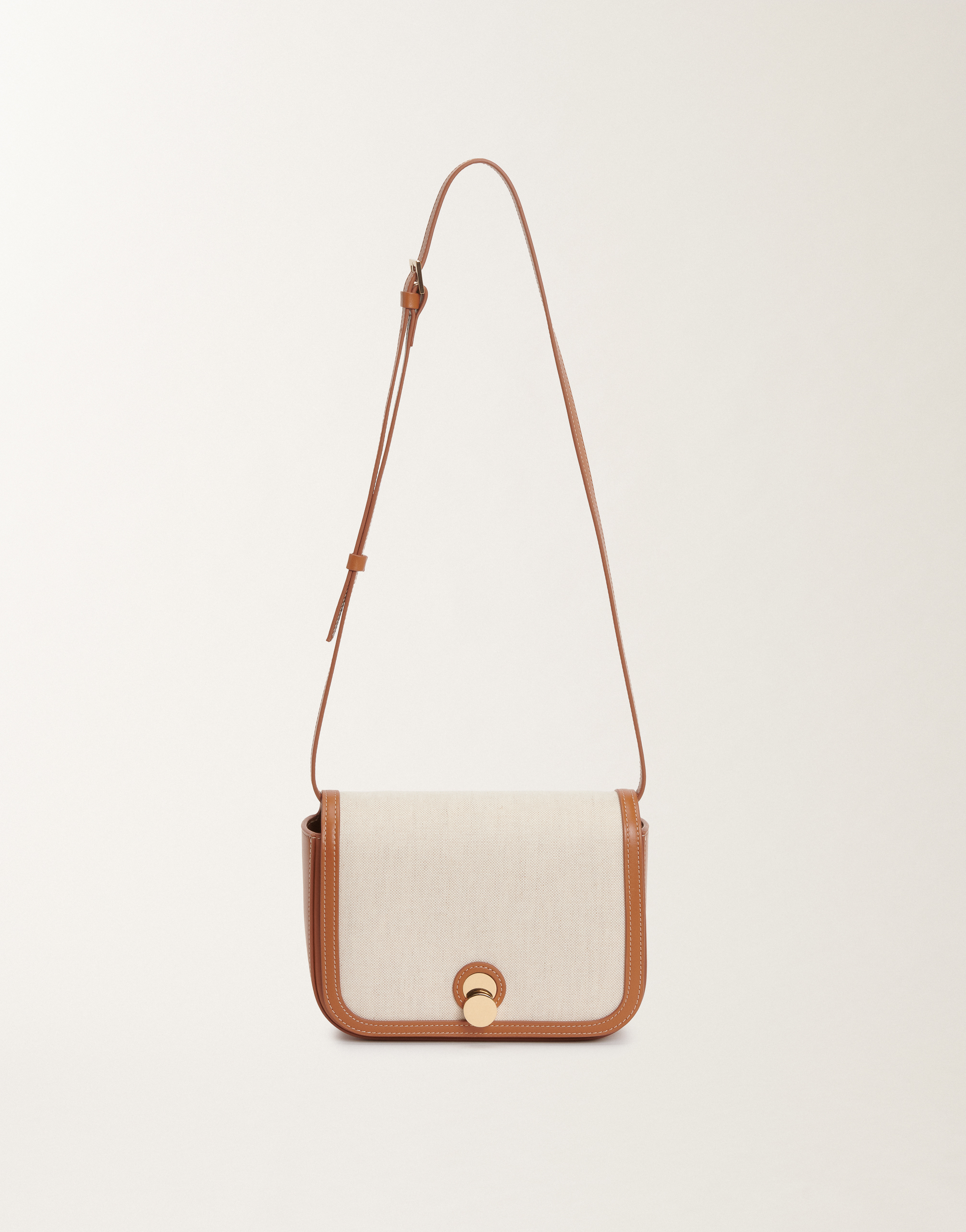 Shop Fabiana Filippi Canvas Eclissi Messenger Bag With Leather Trim In Brown