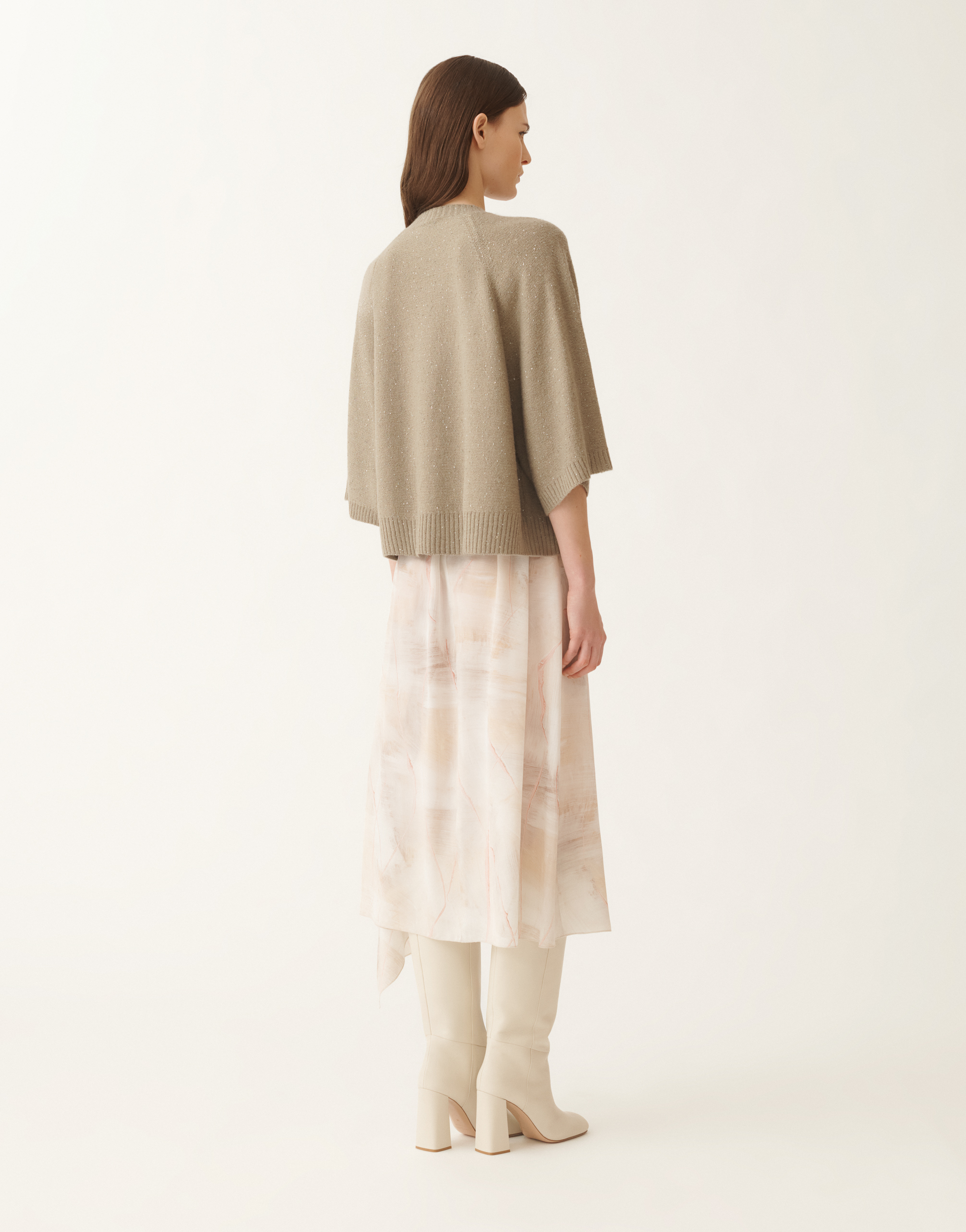 Fabiana Filippi Wool And Silk Cape With Sequins In Green