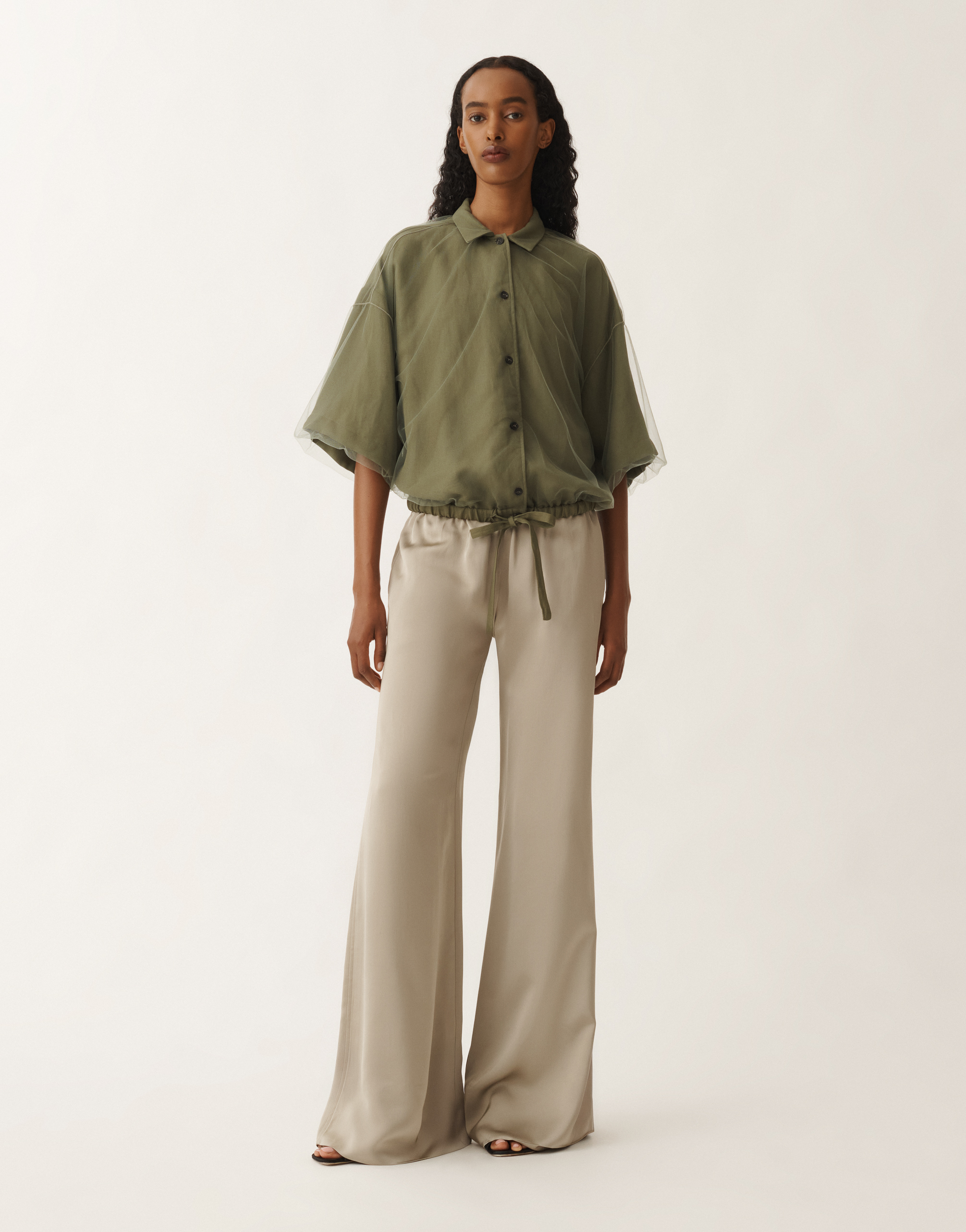 Shop Fabiana Filippi Linen And Viscose Shirt In Grass