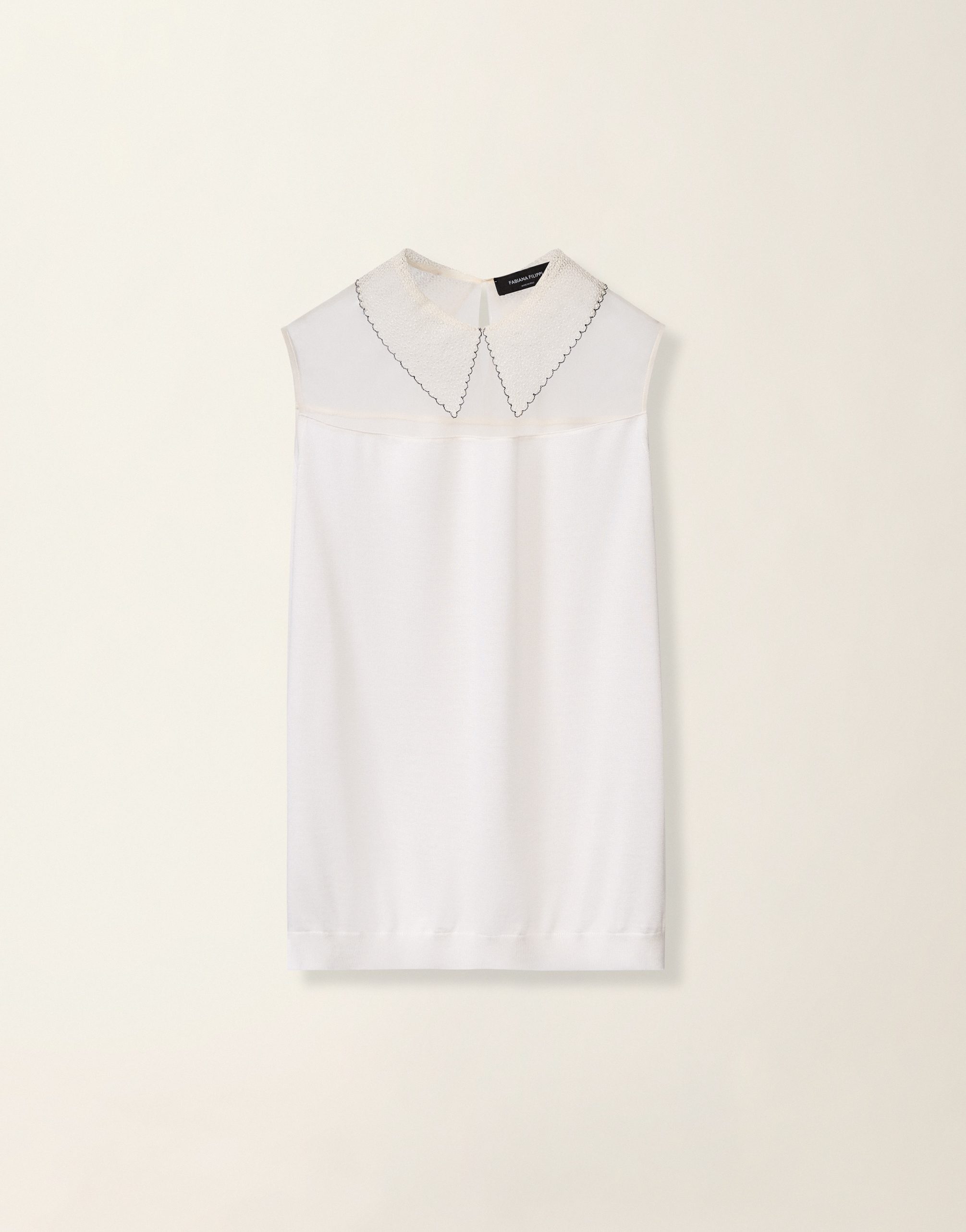 レディースSleeveless cashmere and silk sweater, raffia Fabiana