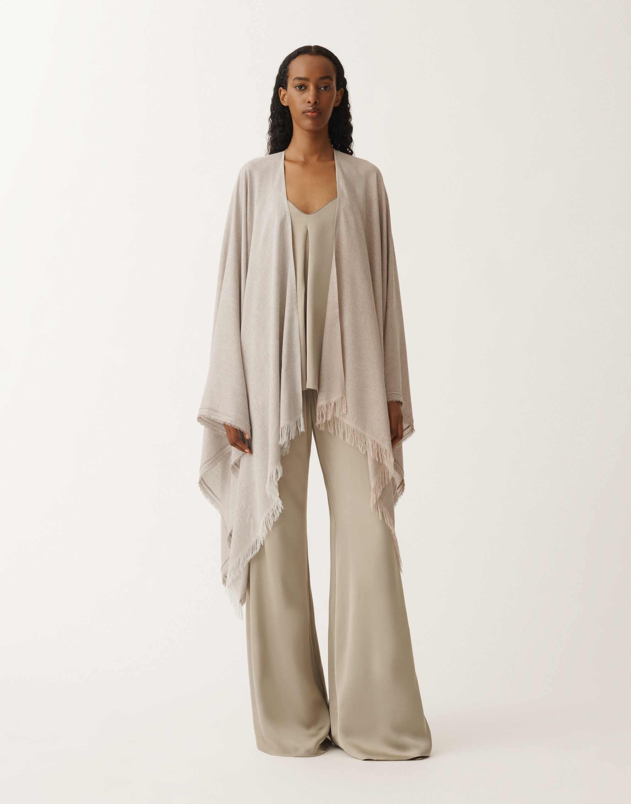 Shop Fabiana Filippi Jacquard Viscose Cape In Onlyonecolor