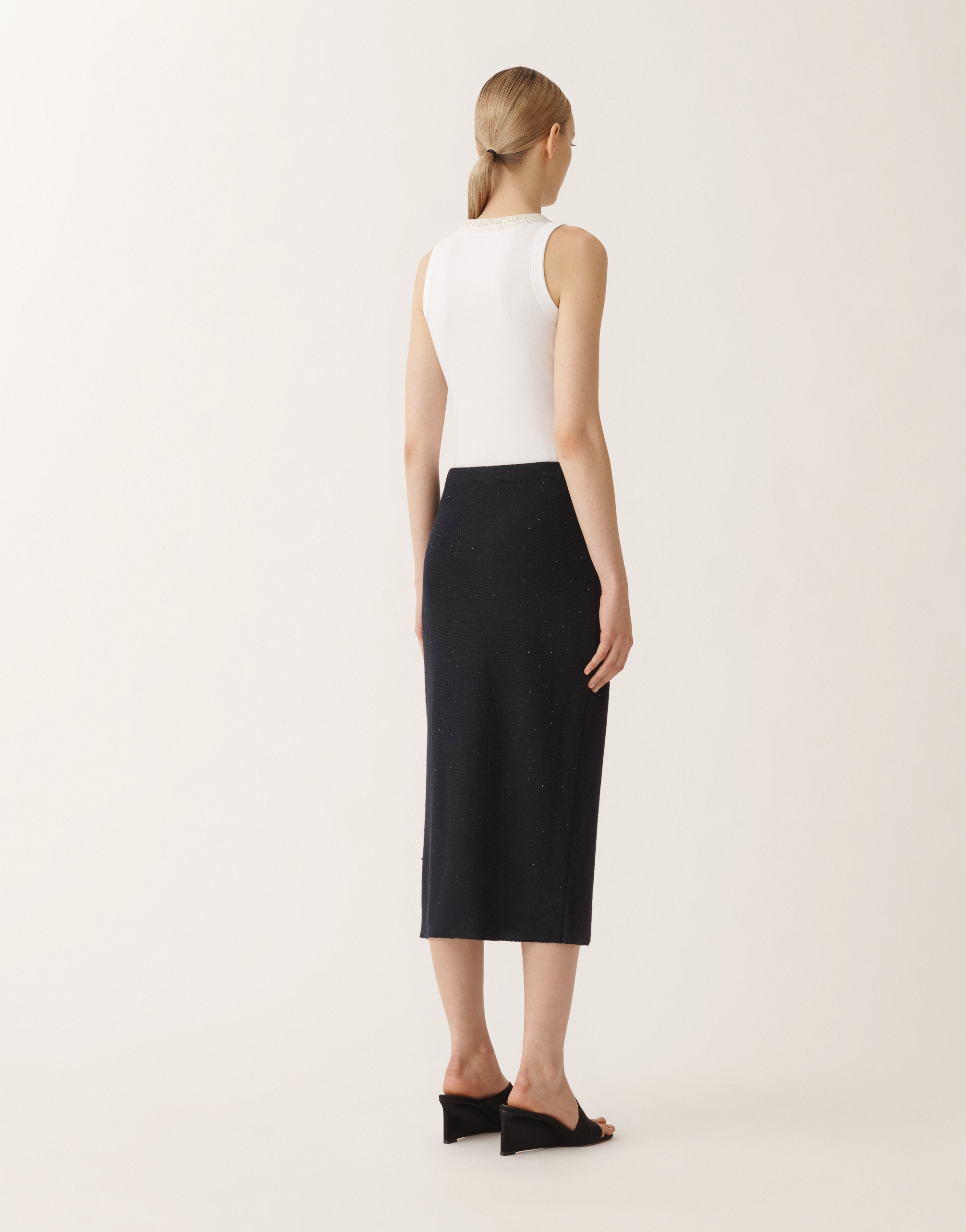 Fabiana Filippi Cotton And Linen Skirt With Sequins In Blue