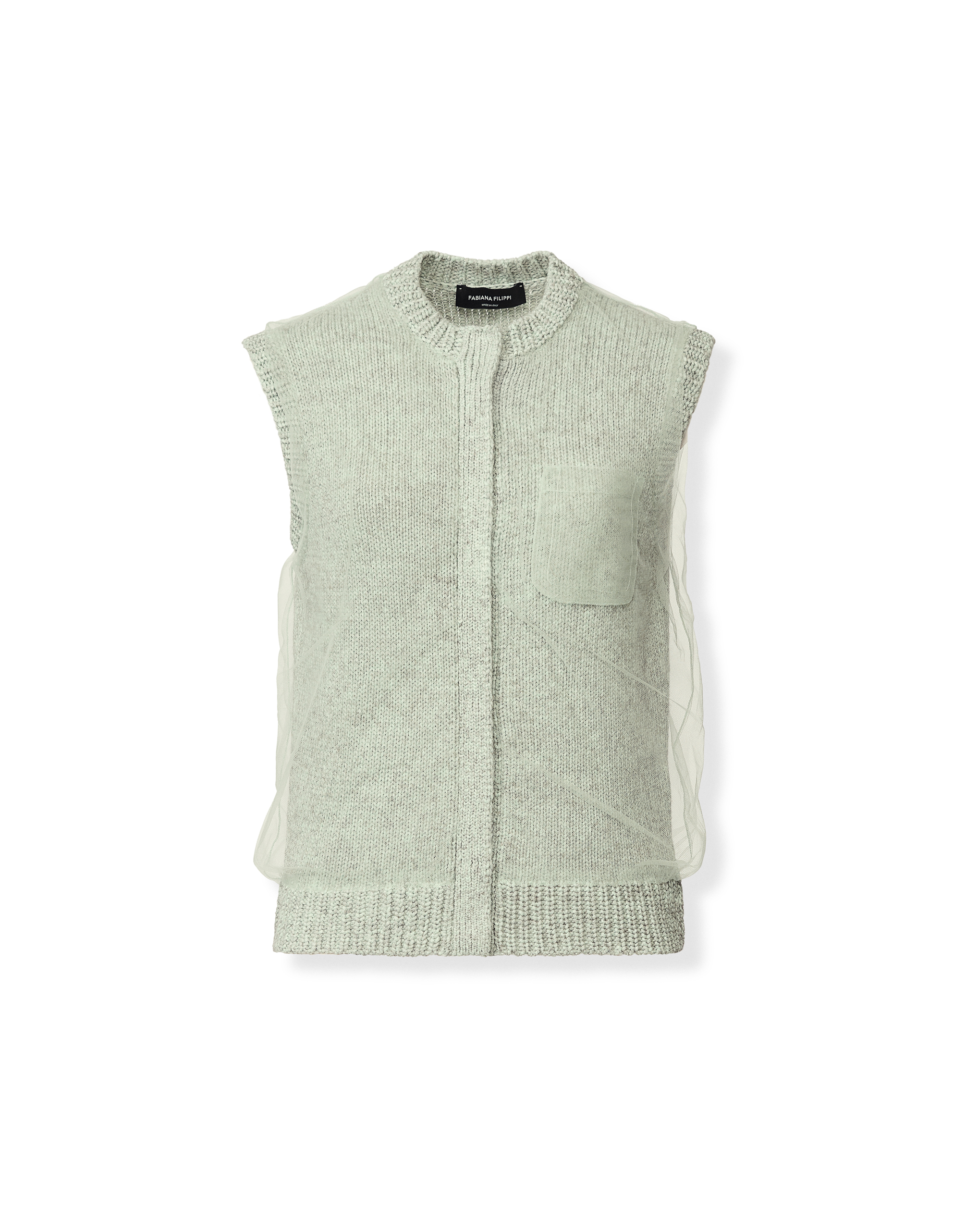 Fabiana Filippi Cropped Vest In Mouliné Yarn In Green