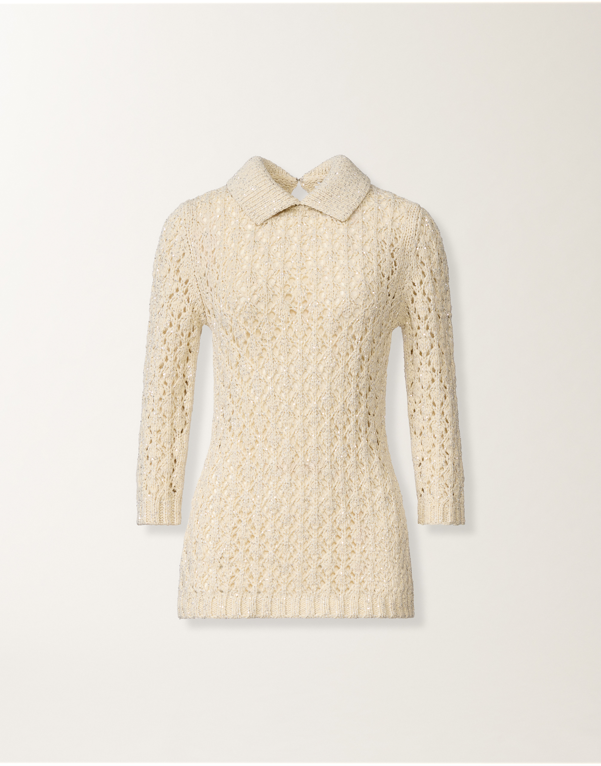 Cotton tape-knit sweater with sequins, butter for Women | Fabiana
