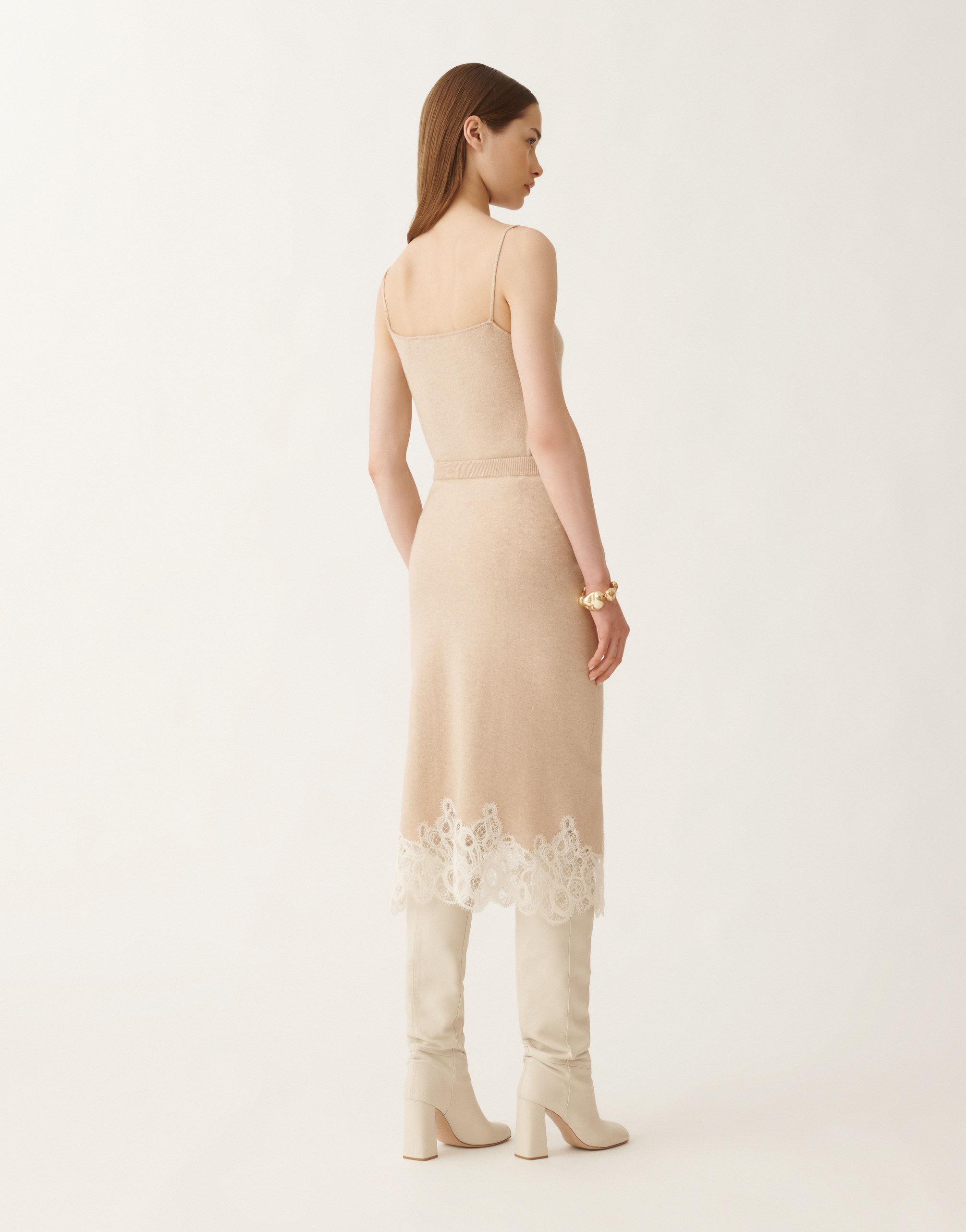 Fabiana Filippi Platinum Skirt With Macramé Lace