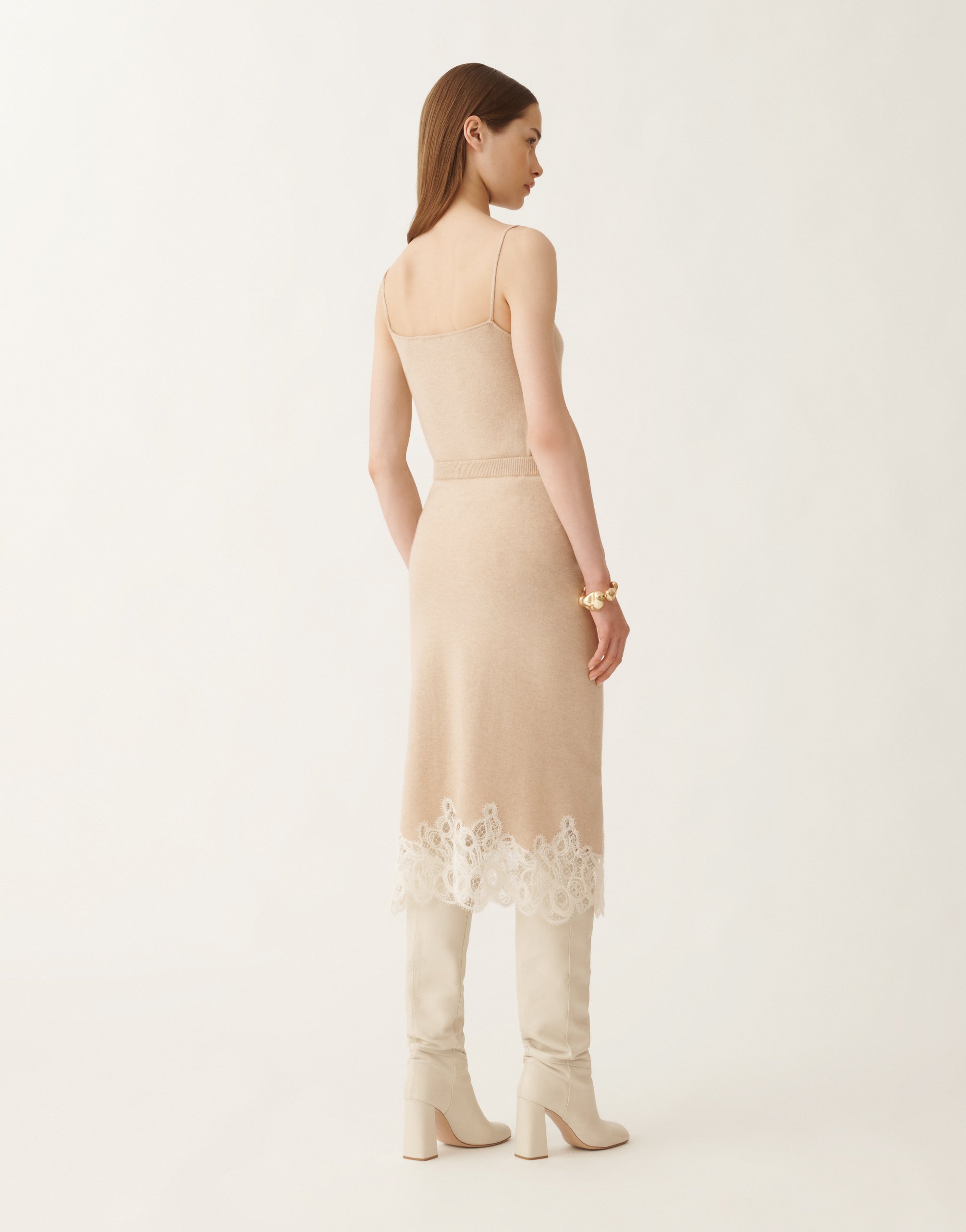 Fabiana Filippi Straight Lace-hem Knit Midi Skirt