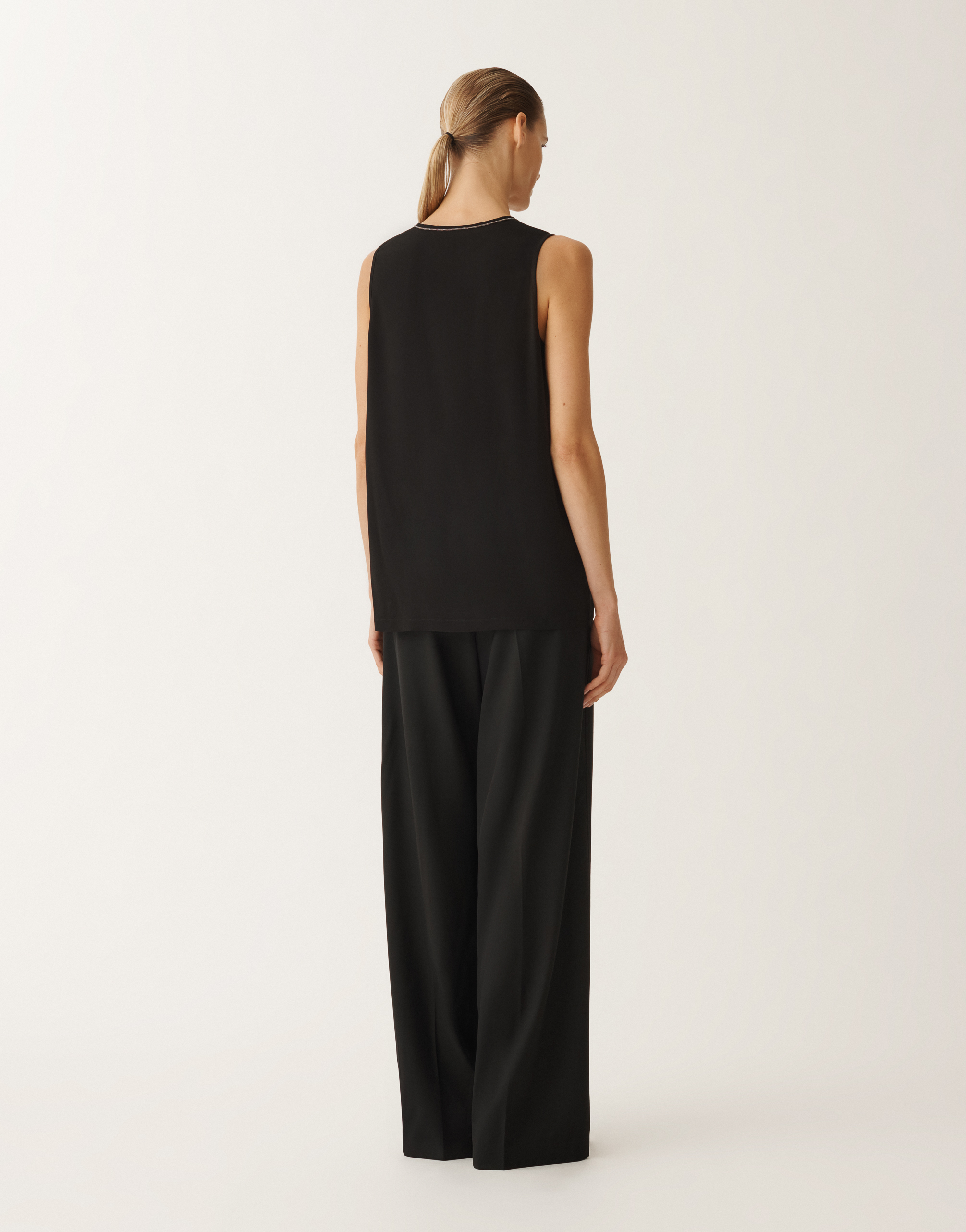 Shop Fabiana Filippi Stretch Sablé Vest Top In Black