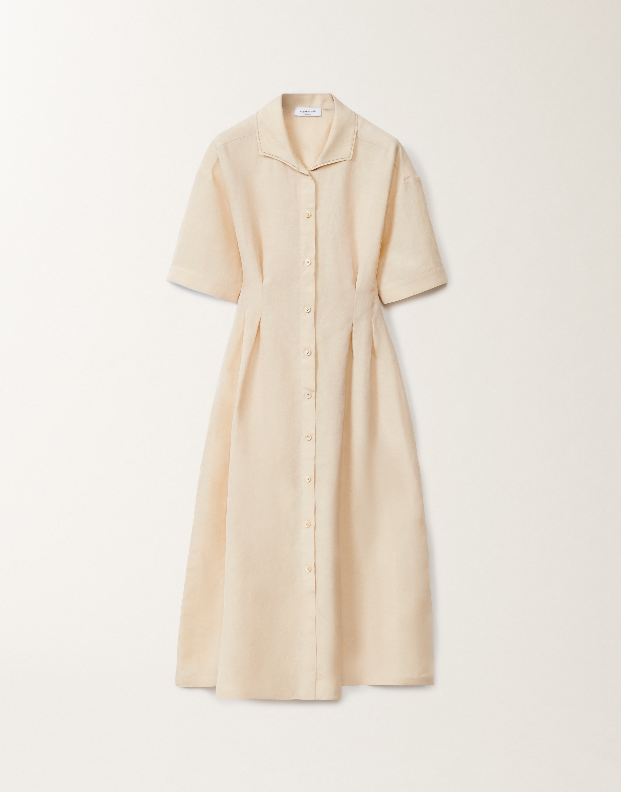 Linen and viscose shirt dress, light sand for Women