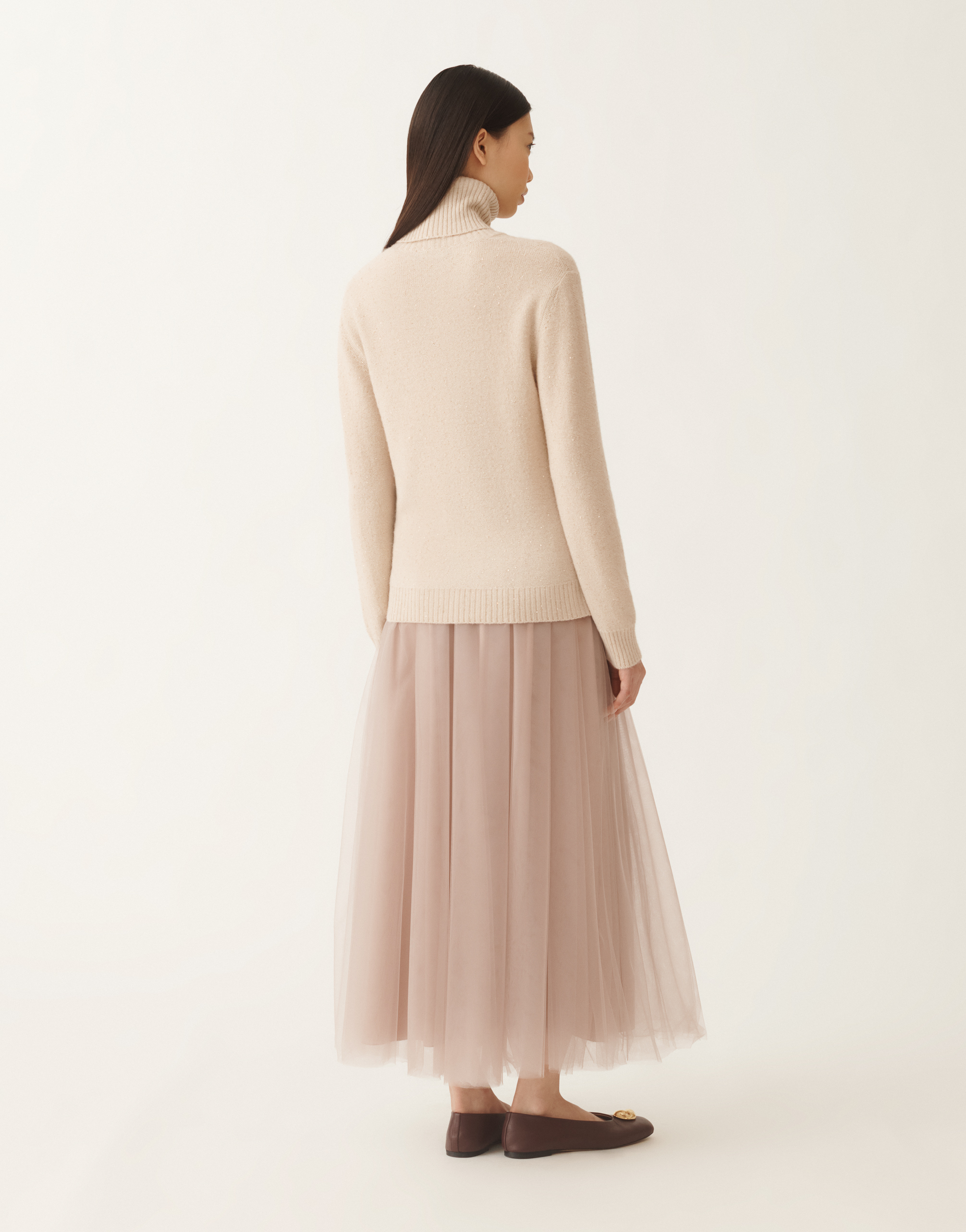 Fabiana Filippi Wool And Silk Sweater With Sequins In Beige