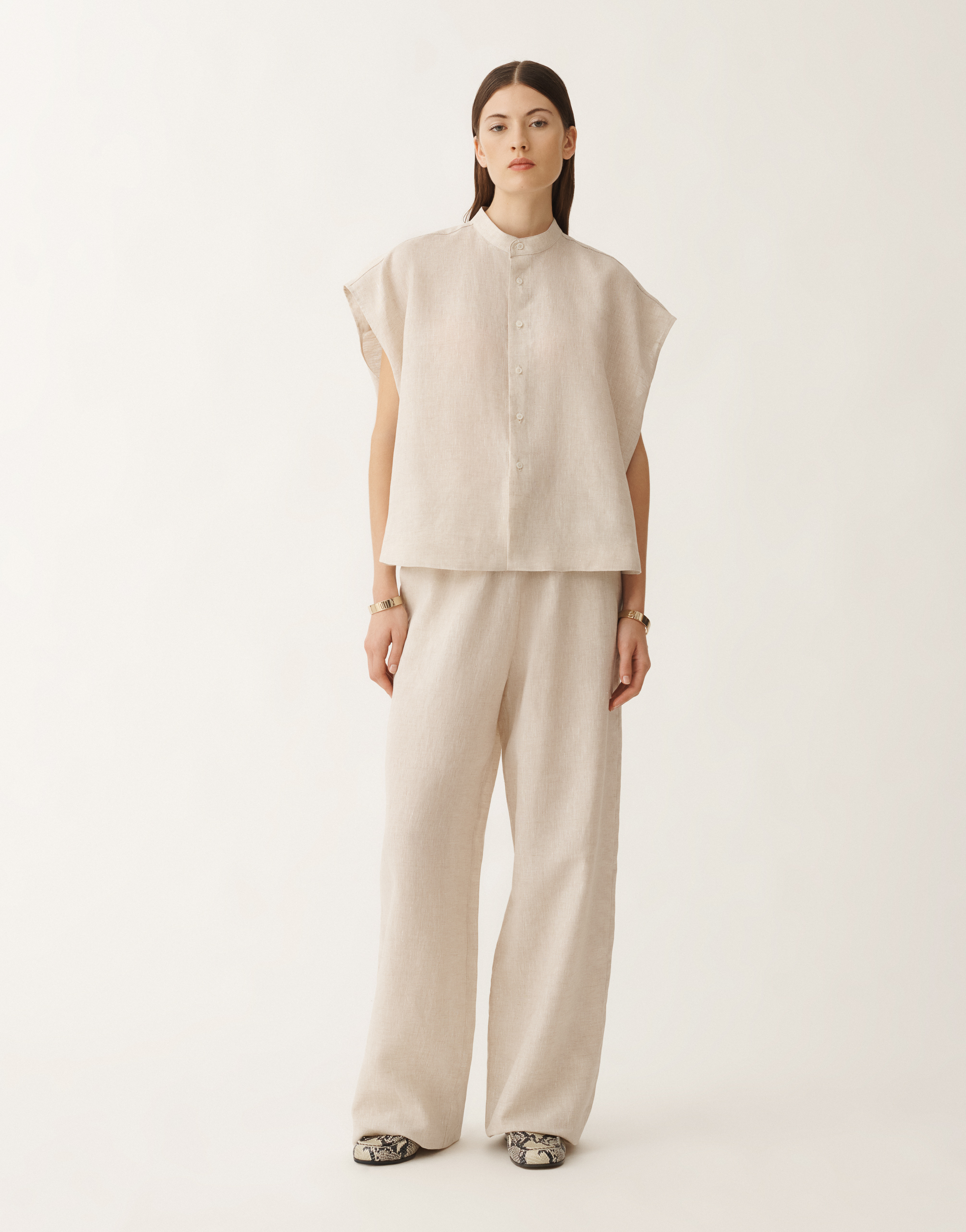 Fabiana Filippi Linen Canvas Shirt In Greige