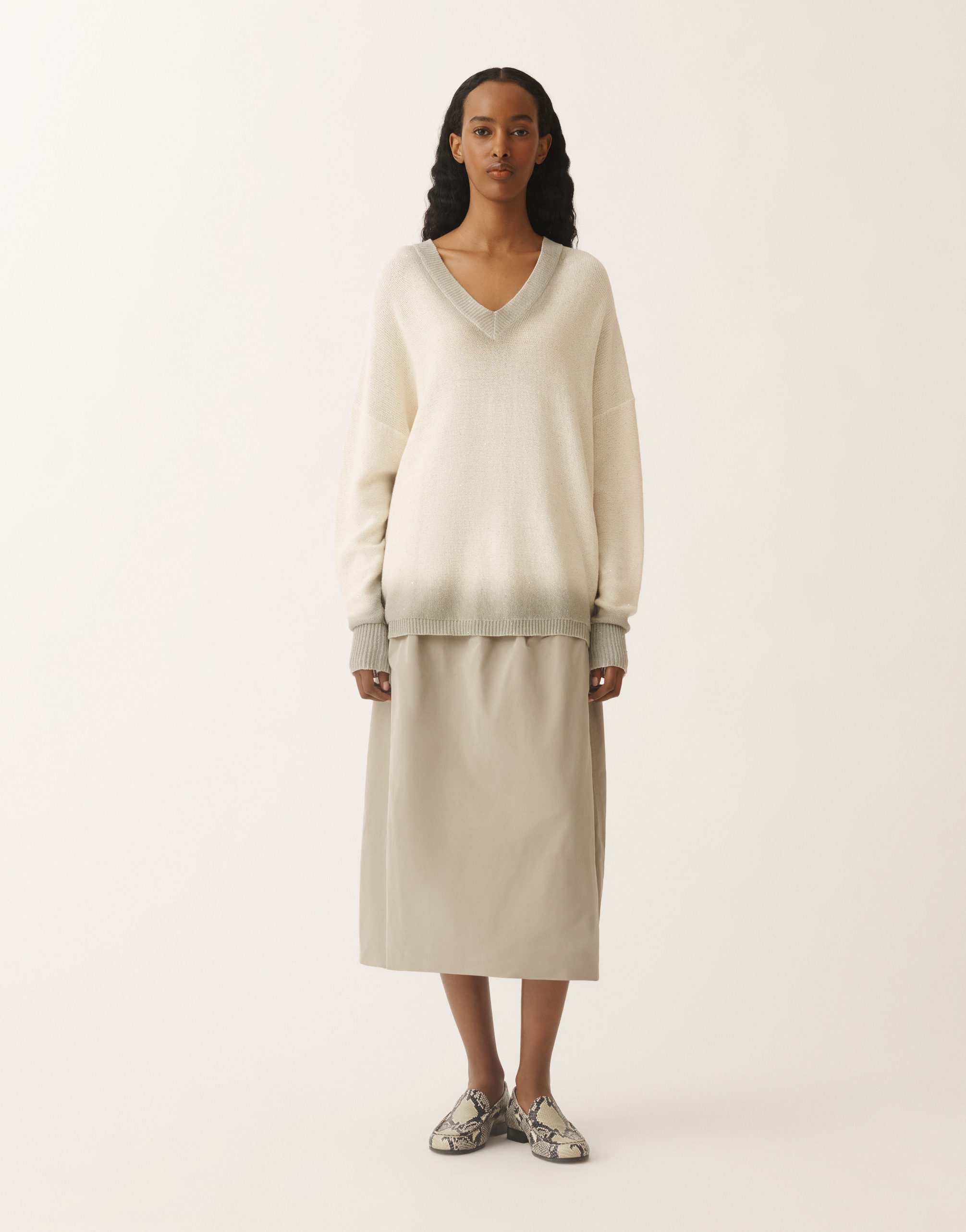 Fabiana Filippi Cotton And Linen Jersey With Sequins In White
