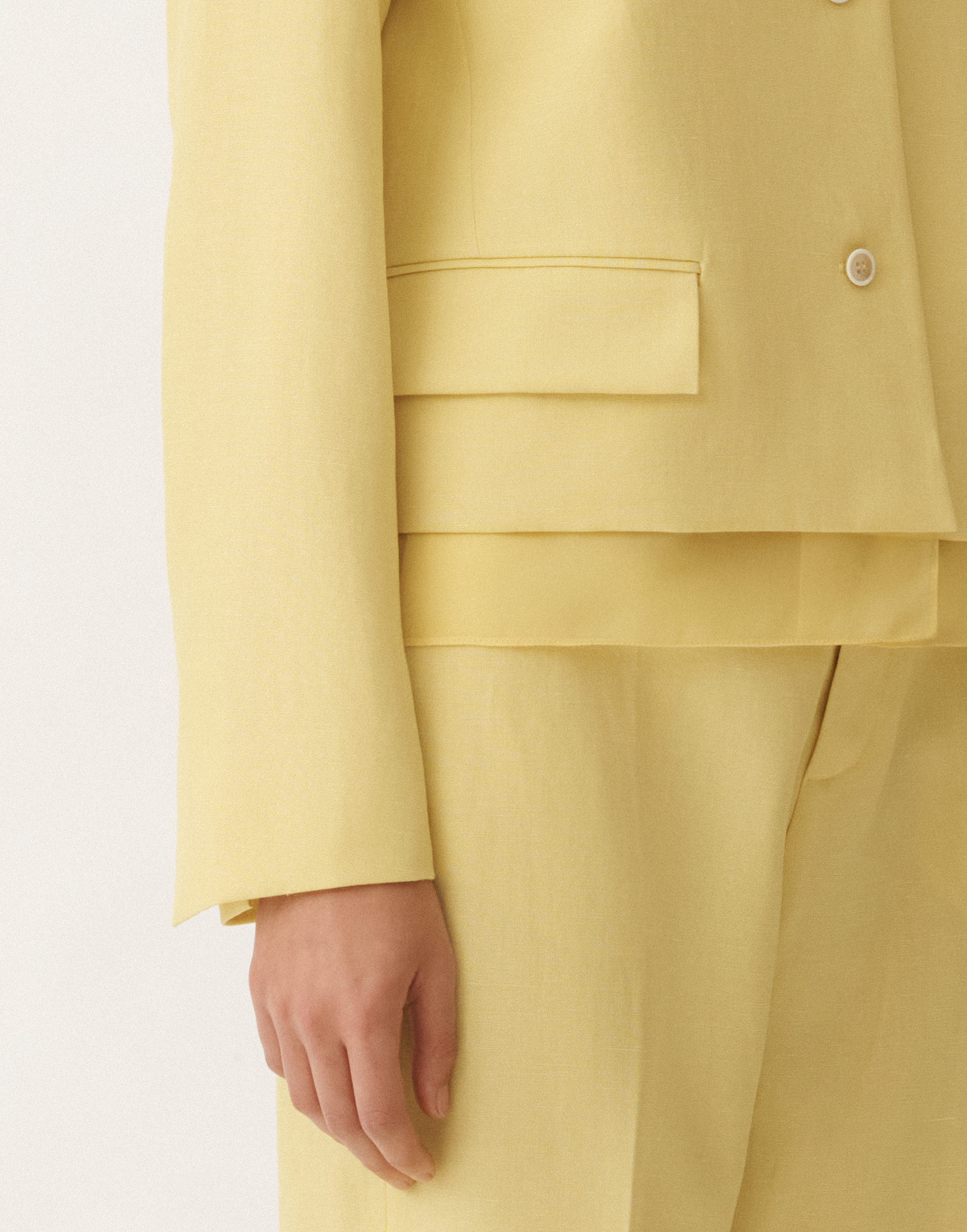 Shop Fabiana Filippi Wool And Linen Mat Jacket In Yellow