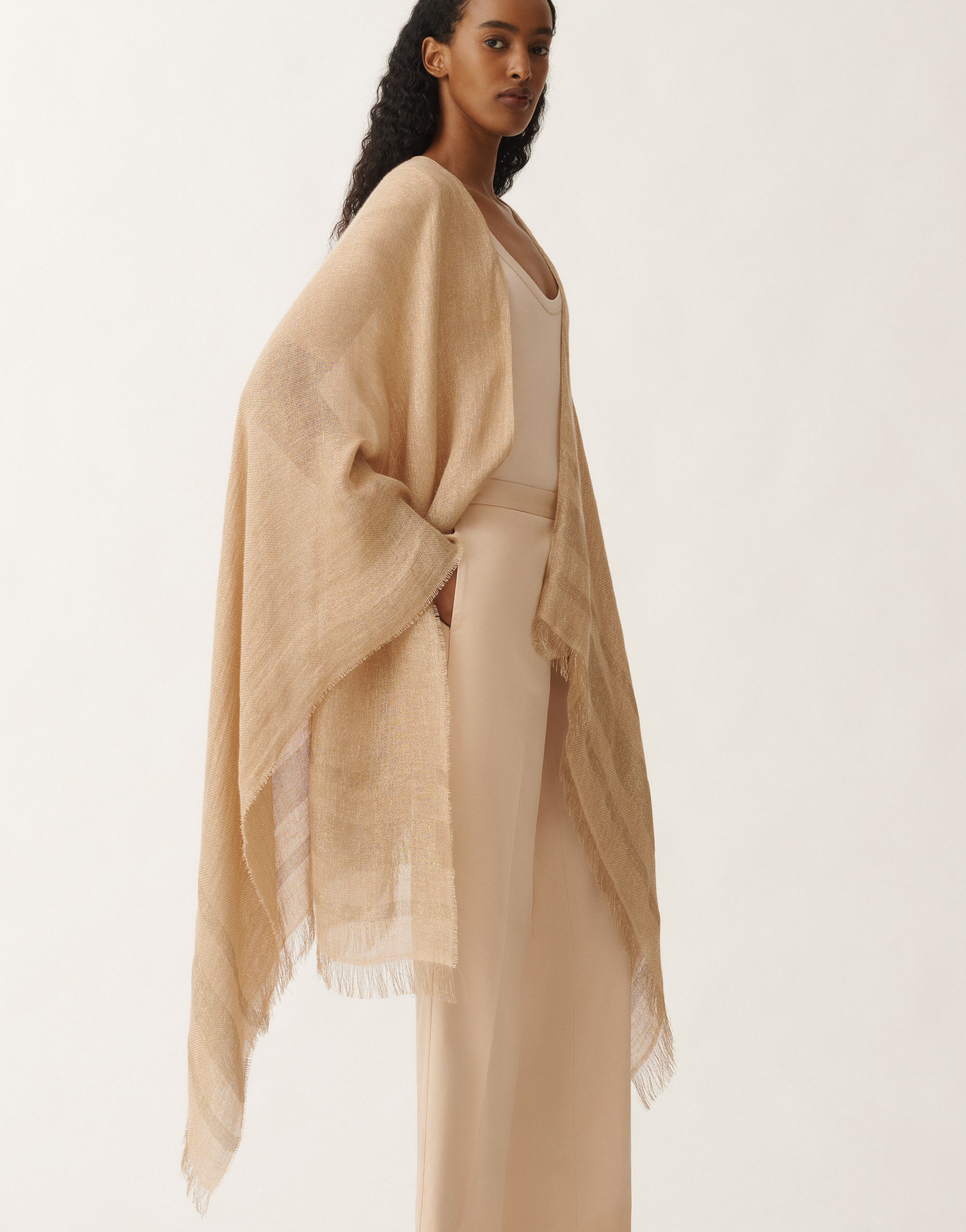 Shop Fabiana Filippi Viscose Cape In Sand