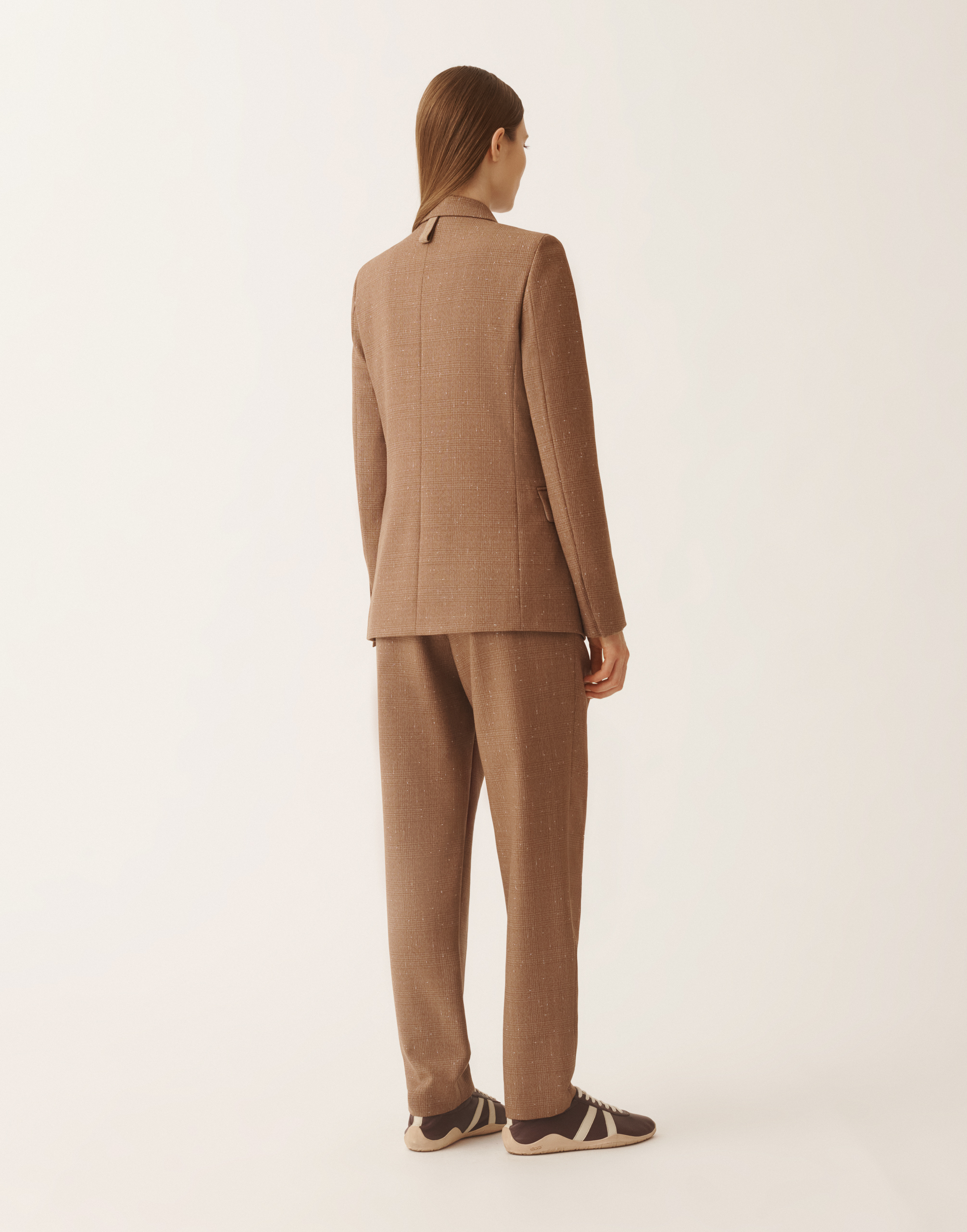 Fabiana Filippi Double-breasted Jacket In Prince Of Wales Check In Brown