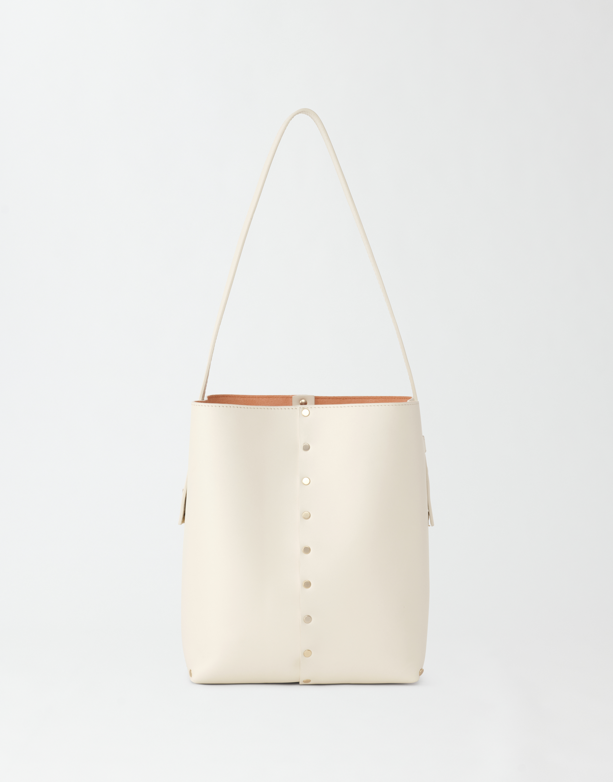 Shop Fabiana Filippi Leather Mini Bucket Bag With Stud Detail In Butter