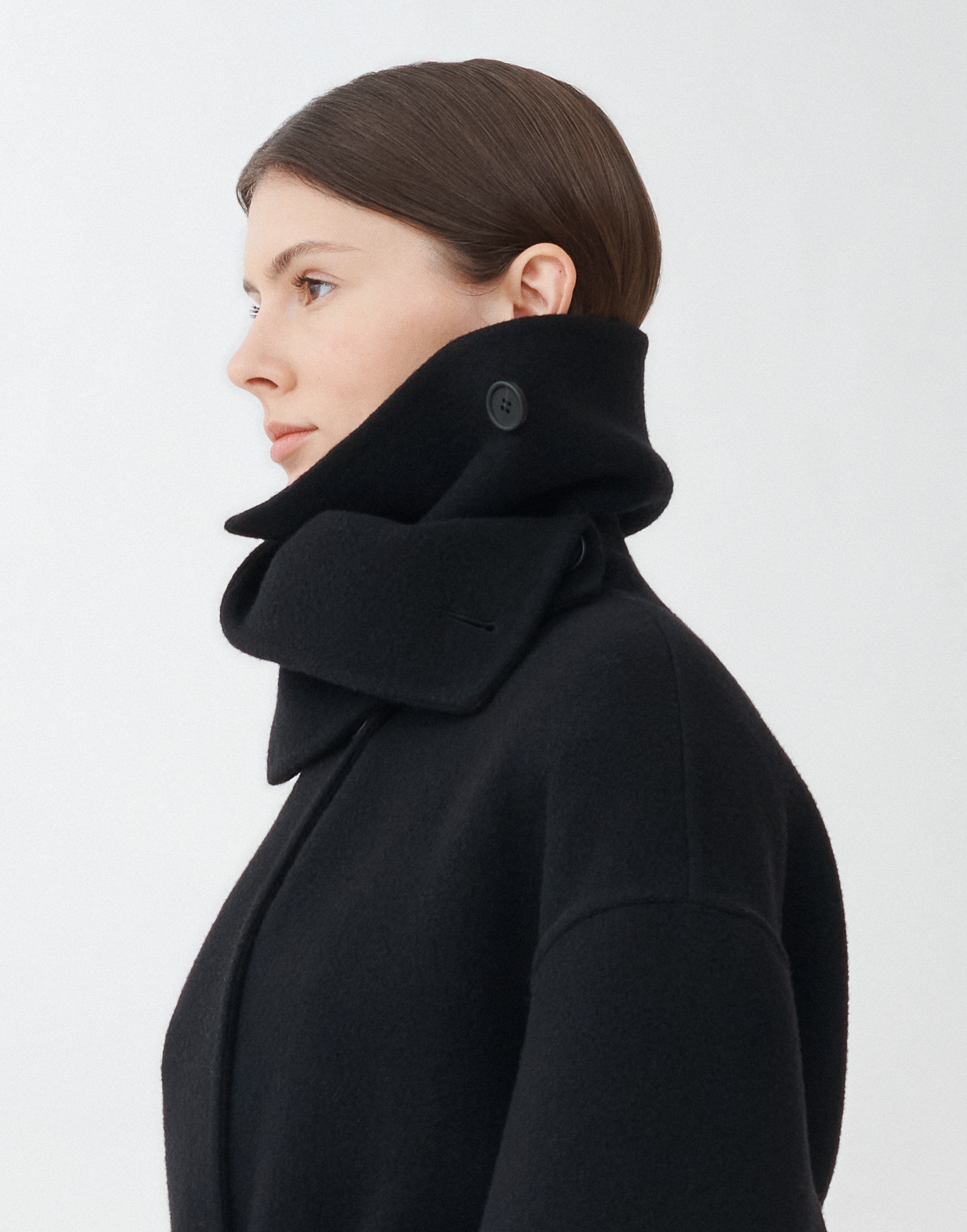 Shop Fabiana Filippi Boiled Wool Long Coat In Black